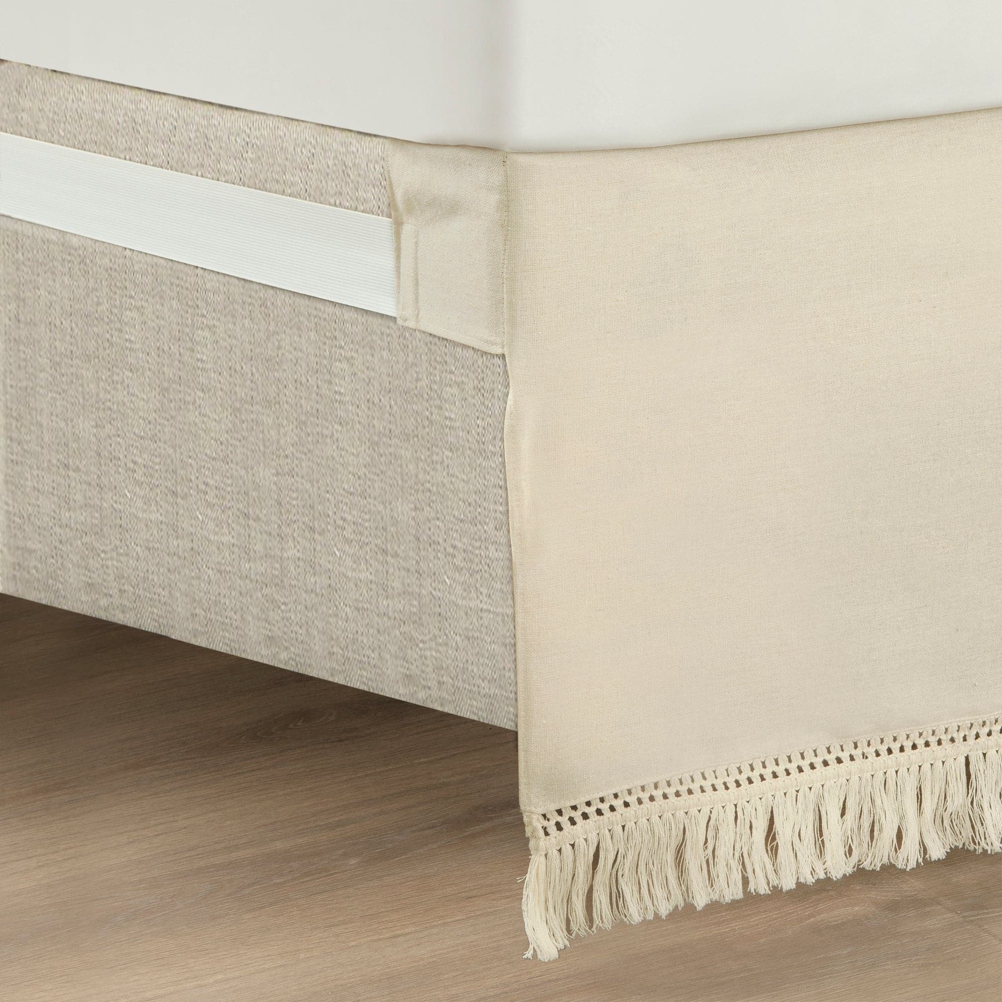 Boho Fringe 15 Inch Tailored Drop Easy Fit Bed Skirt - Stylish & Comfortable Bedroom Decor for Boho Chic, Farmhouse & Modern Homes