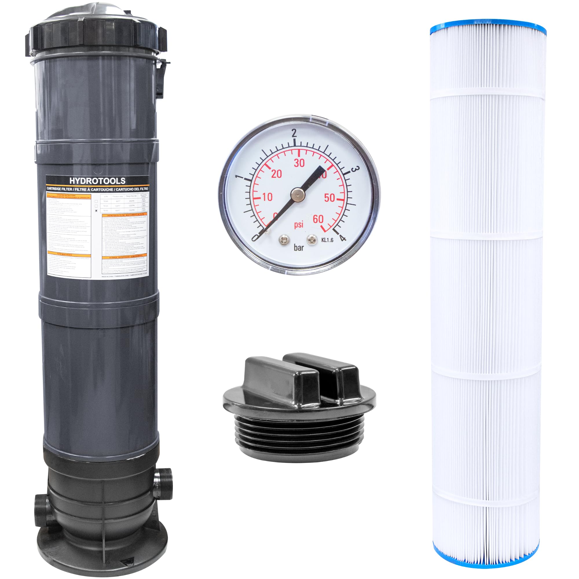 SWIMLINE HYDROTOOLS Above-Ground Pool Cartridge Filter Tank with Sure-Flo 100 Sq Ft Element - Efficient Pool Water Filtration System for Backyard Swimming Pools