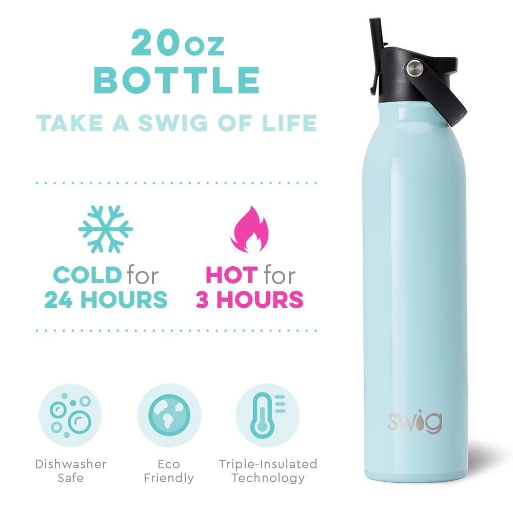 Swig Life 20oz Insulated Stainless Steel Water Bottle with Straw - Travel & Gym Use