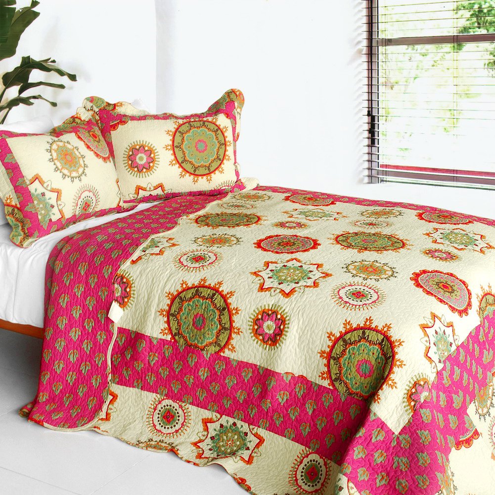 Blancho Bedding [Children of Heaven] 3-Piece Cotton Jacquard Quilt Set - Full/Queen Size, Soft & Breathable Bedspread for Kids' Room, Dorm, or Guest Bedroom Decor