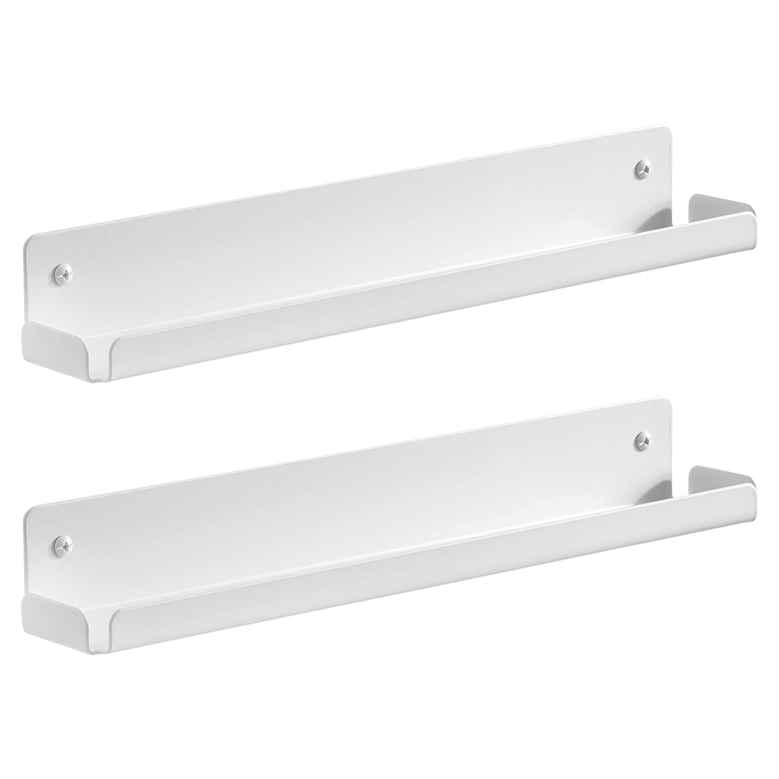 mDesign Metal Wall Mounted Basket Organizer - 2 Pack Rustic Storage Tray for Bathroom, Kitchen, Garage & Living Room | Mirri Collection Matte White | Perfect for Organizing Towels, Utensils & Household Items