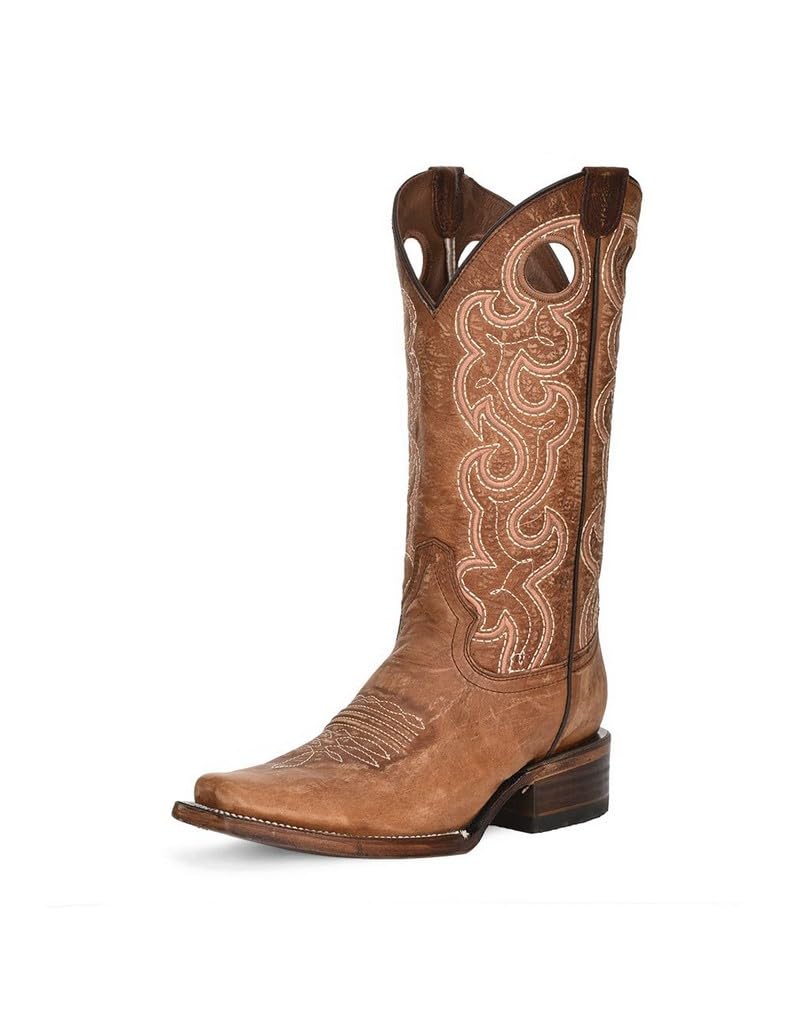 Circle G Women's Western Boots - Cutout Embroidery Design in Cognac Brown (Style L6008) | Perfect for Country Rides, Rodeos & Cowgirl Fashion