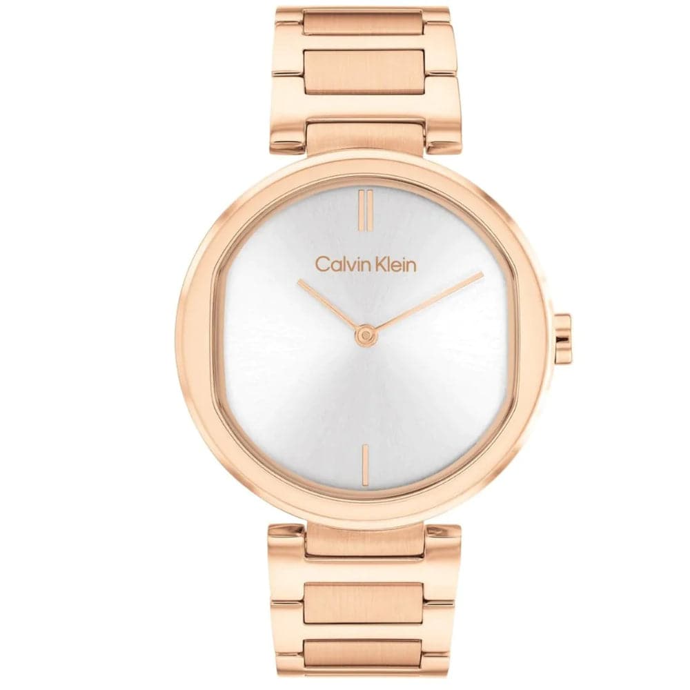 Calvin Klein Women's Watch with Silver Dial & Rose Gold Stainless Steel Strap - Model 25200253 | Elegant Fashion Accessory for Office, Party & Everyday Wear