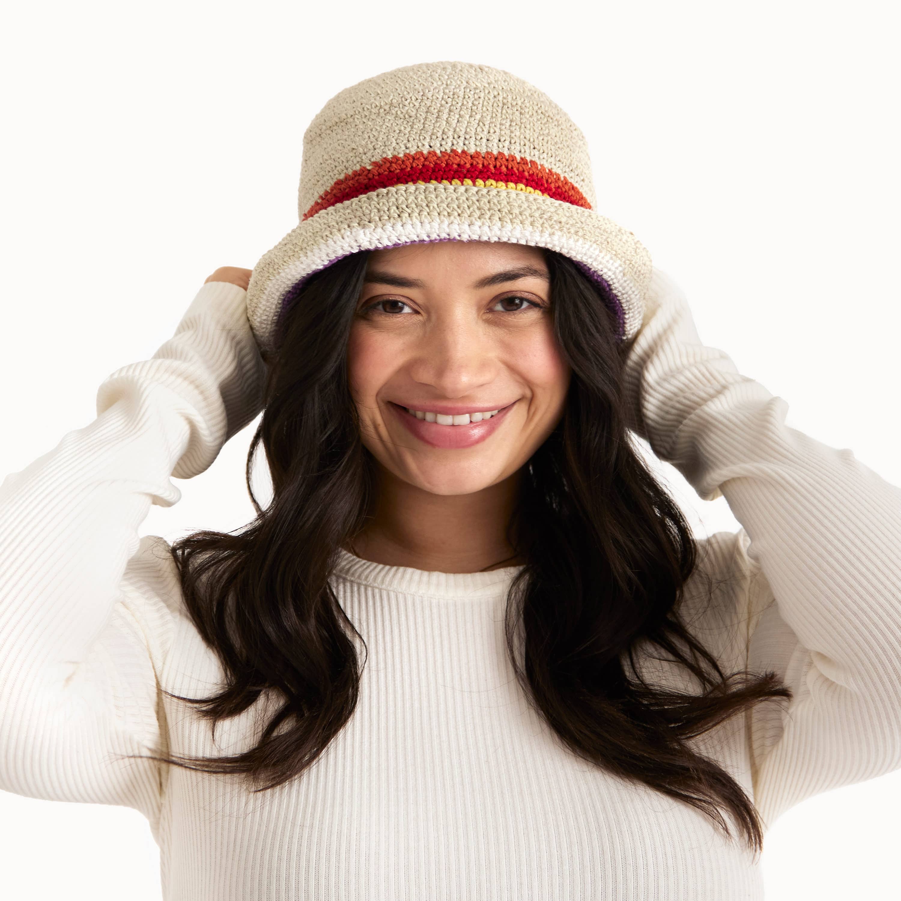Lanie Bucket Hat - Hand Crochet Retro Rainbow Sun Hat for Women - Perfect for Beach, Summer Outfits & Music Festivals