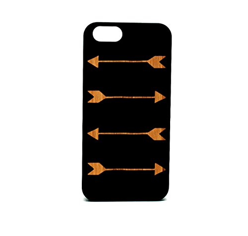 Premium Real Wood iPhone 6/6s Plus Case - Handcrafted Black Wooden Cover with Laser Engraved Arrow Design | Durable & Stylish Protection for Everyday Use, Office, and Travel