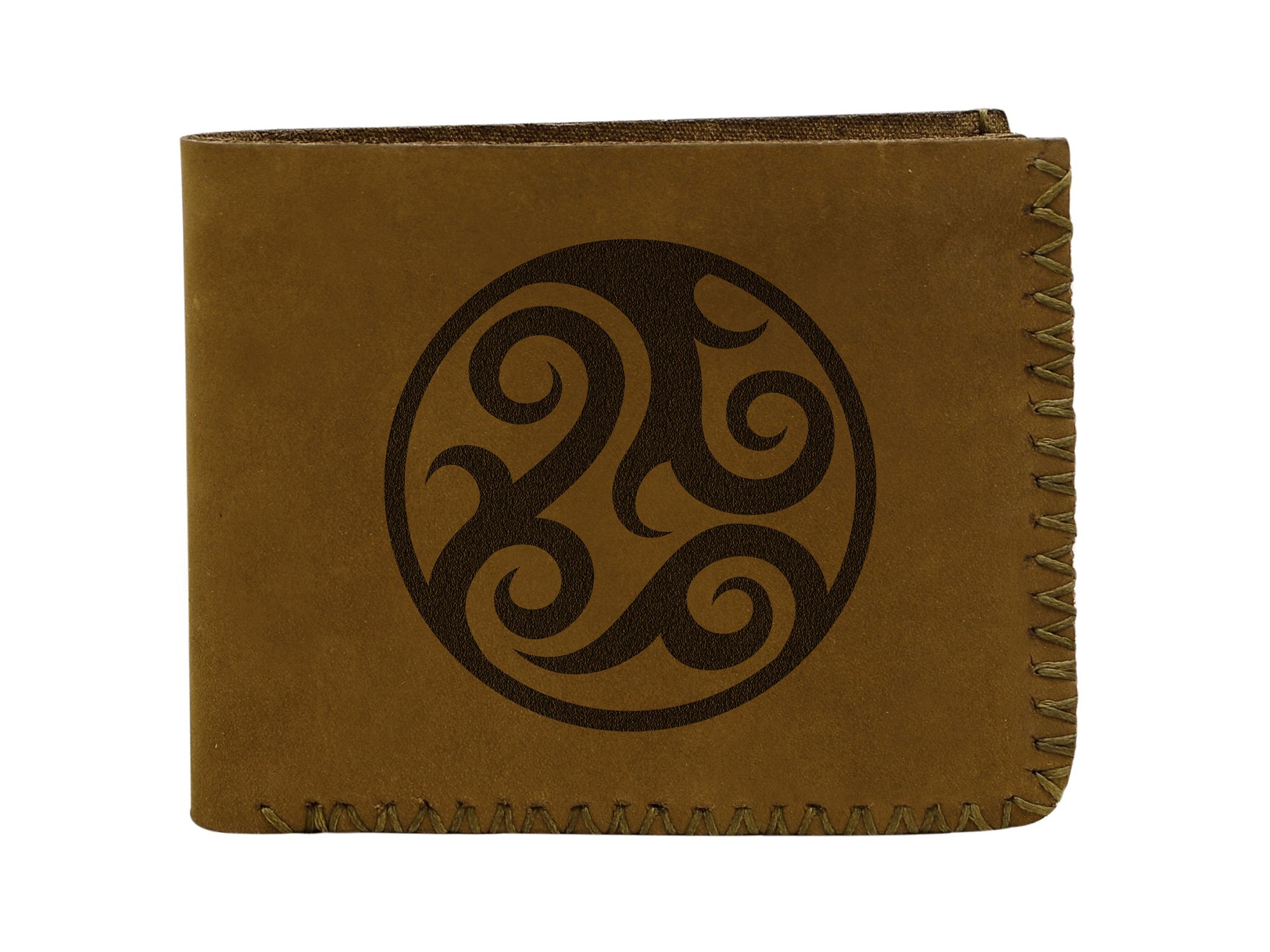 Genuine Handmade Pull-Up Leather Wallet for Men - Round Tattoo Design - Perfect for Everyday Use, Travel & Gift Giving