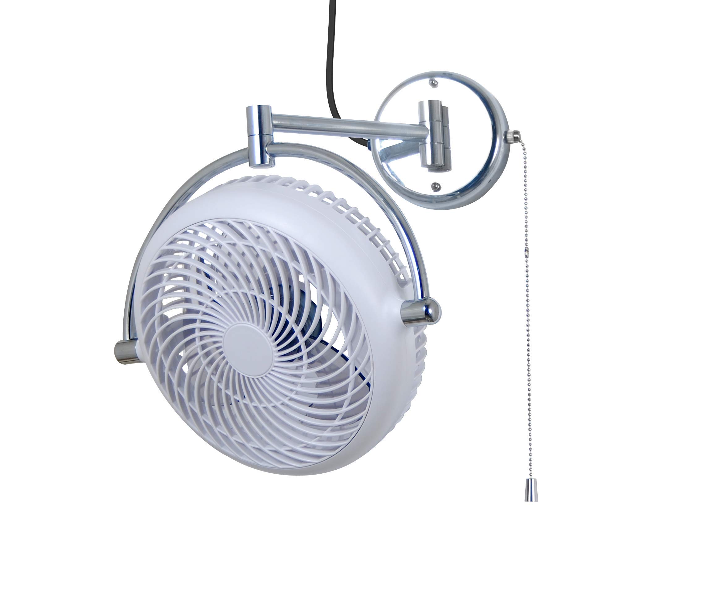 VIVI 8 Inch Wall Mount Swivel Fan with Adjustable Folding Arm - White - Perfect for Kitchen, Garage, Workshop & Office Cooling