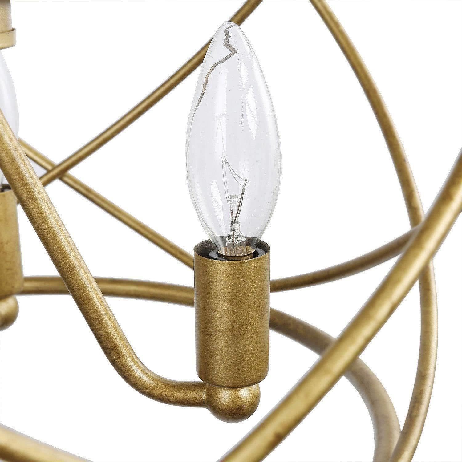 Modern Gold Chandelier - 4-Light Drum Pendant Light Fixture with Antique Gold Finish for Dining Room, Living Room, Bedroom, Foyer & Kitchen | Elegant Lighting for Home Decor & Interior Design