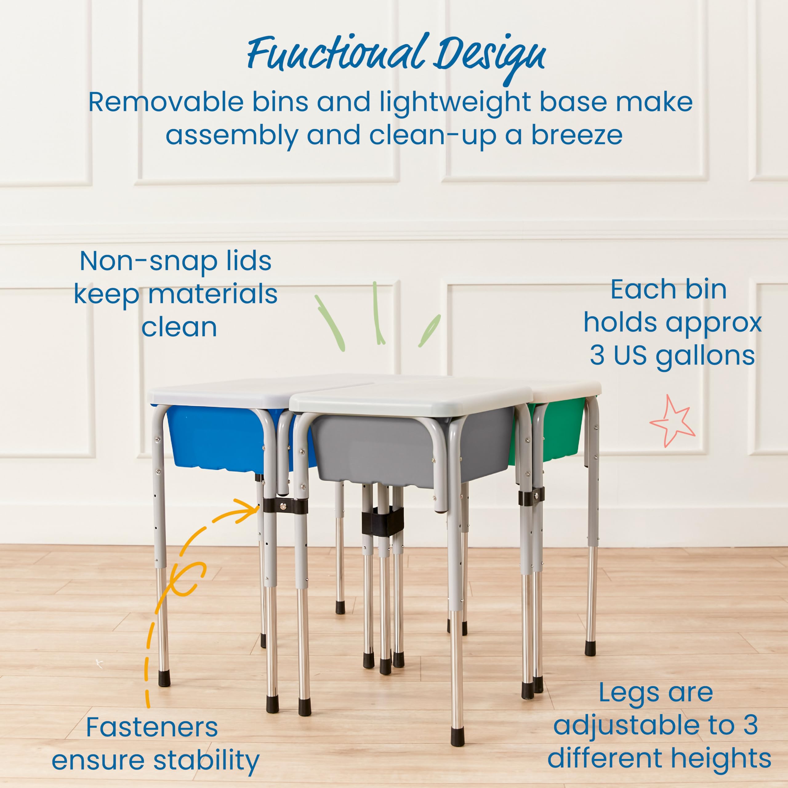 ECR4Kids Adjustable 4-Station Sand and Water Play Table with Sensory Bins - Contemporary Design for Kids Indoor/Outdoor Sensory Play, Preschool Learning, and Toddler Activities