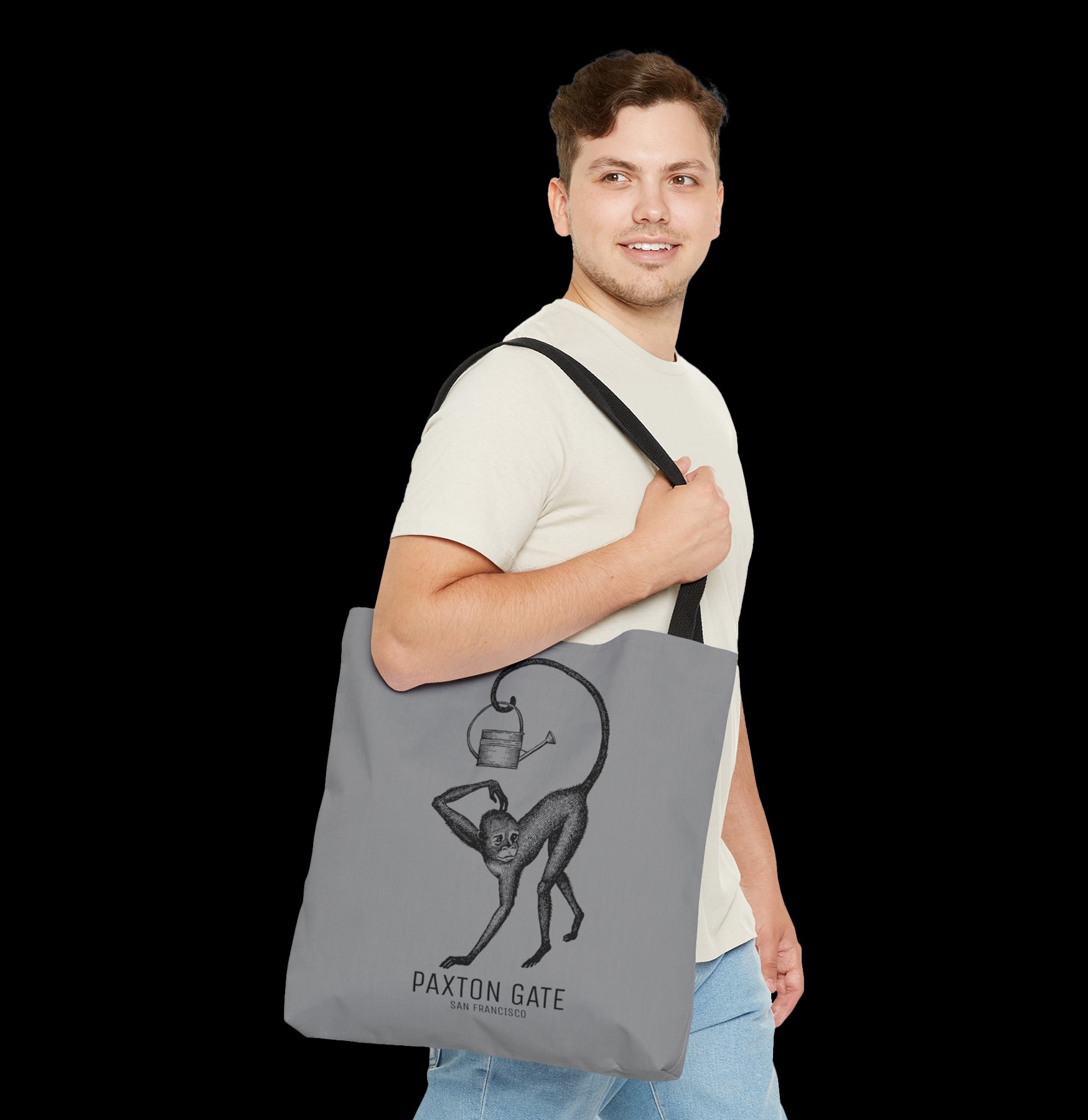 Stylish Gray Paxton Gate Monkey Print Tote Bag - Durable & Spacious for Shopping, Beach, Travel & Daily Use