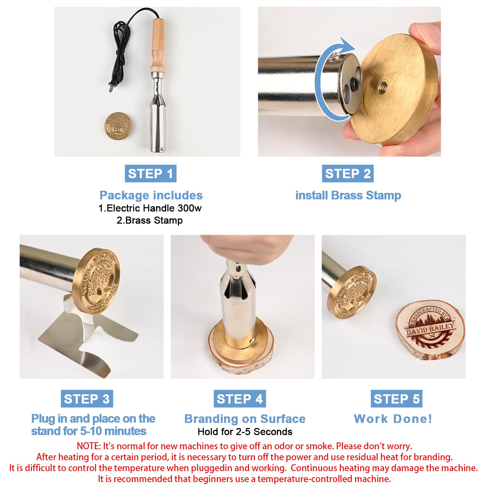 Custom Electric Branding Iron for Wood & Leather - Personalized Wood Burning Stamp with Metal Logo - Durable Handcrafted Design for Food, Meat, Woodworking & Wedding Gifts - Perfect for DIY Projects, Crafts & Professional Use
