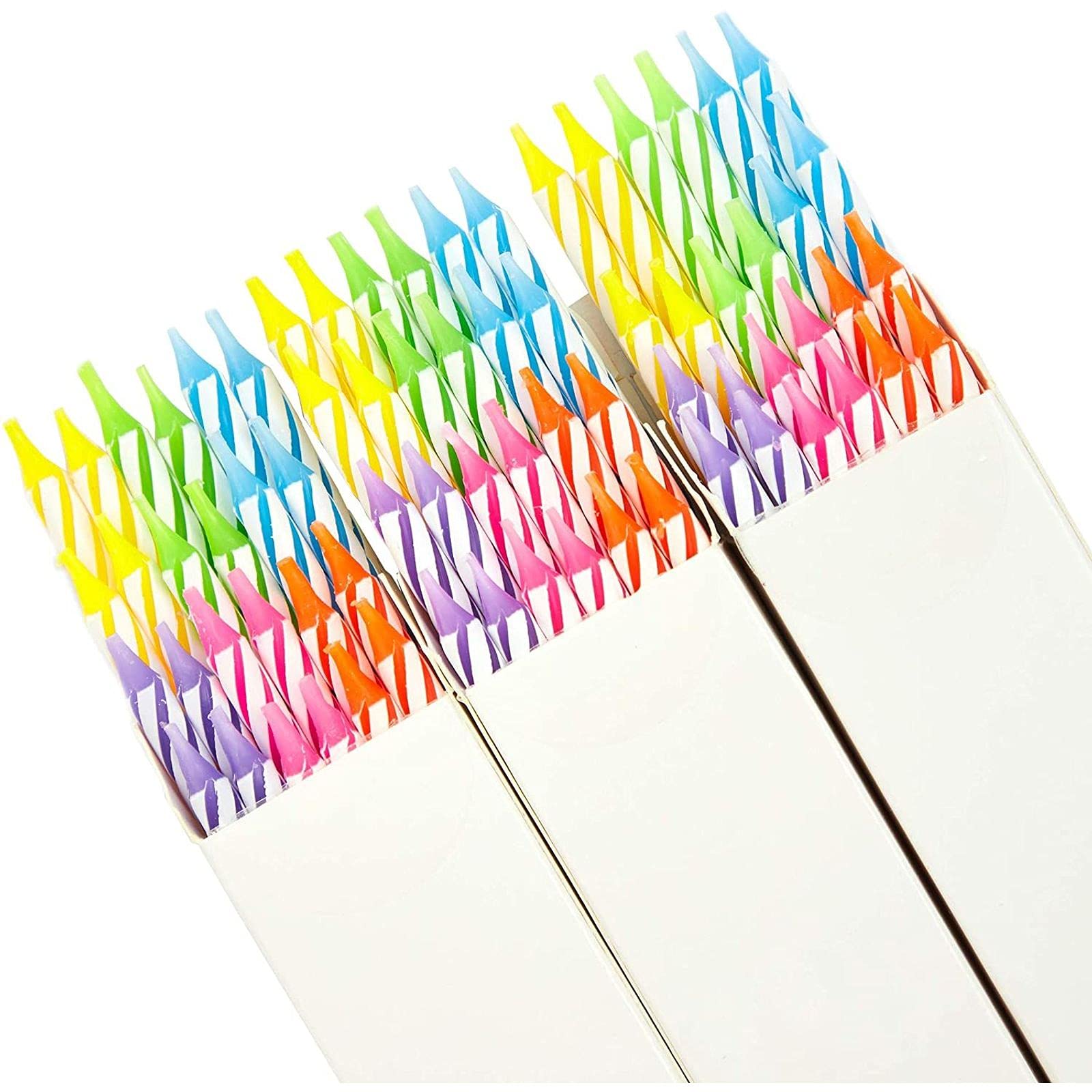 154-Piece Rainbow Striped Number Candles 0-9 - Cake Topper Decorations with Holders for Birthday Parties, Weddings & Celebrations - Perfect for DIY Cake Decorating and Festive Events