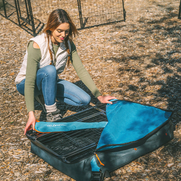 Instant Dog Playpen with Storage Bag - 2 Piece Bundle for Indoor & Outdoor Pet Playpen, Training, and Travel Use