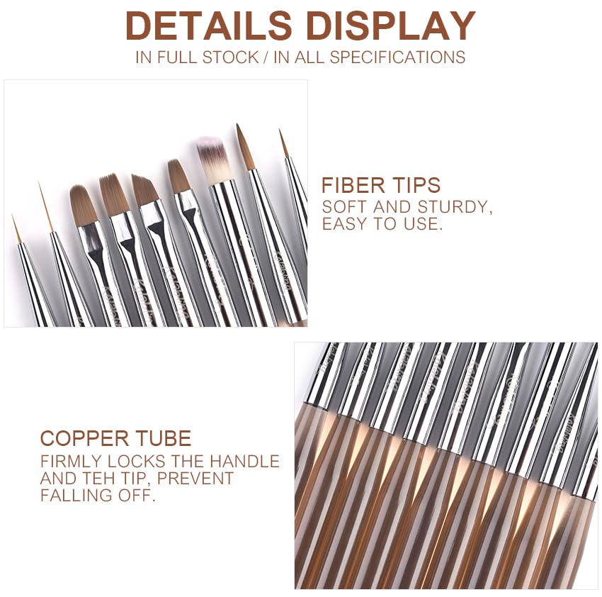 9pcs Professional Nail Art Brush Set - Dotting Tools, Gel & Polish Brushes for 3D Nail Art Designs - Perfect for Manicure, Salon & Home Nail Art DIY Projects