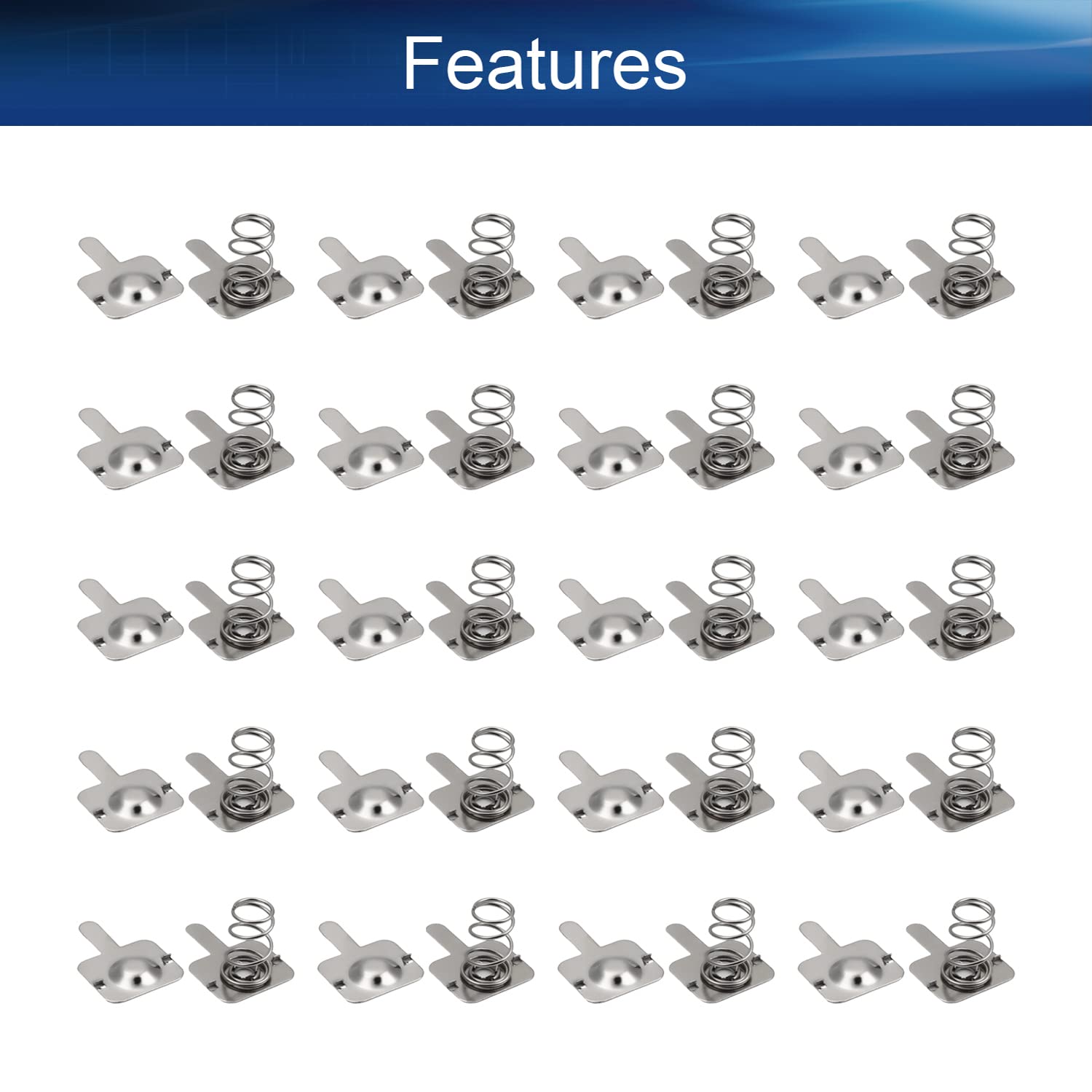 Heyiarbeit 50 Pairs AA Battery Spring Plates - Nickel-Plated Positive/Negative Contact Converters (12mmx10mm) for DIY Electronics, Flashlights & Battery Replacement Projects