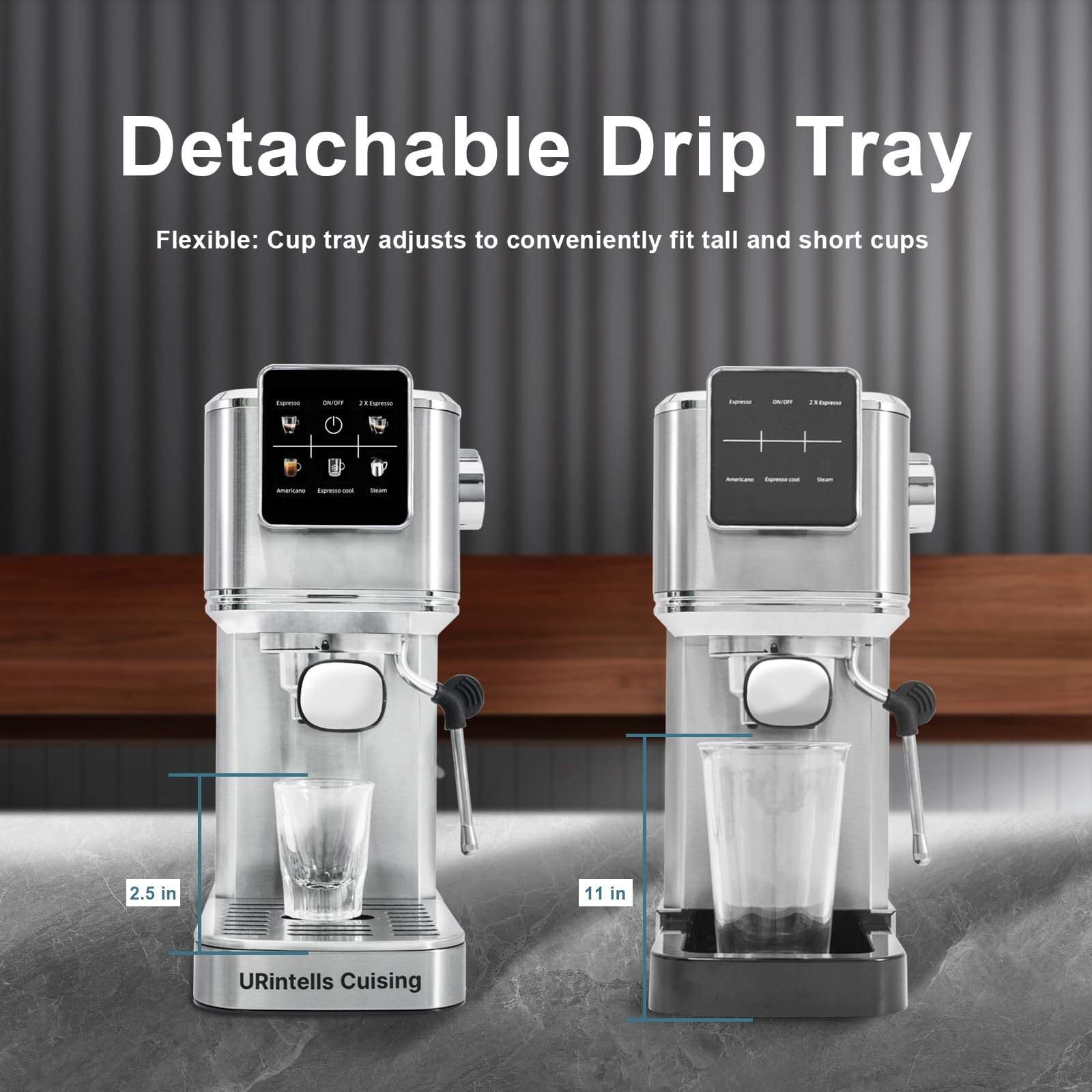20 Bar Espresso Machine with Touch Screen & Steam Milk Frother - Stainless Steel Coffee Maker for Cappuccino, Latte, Americano & Cold Brew - 1350W Fast Heating System (Silver) - Perfect for Home, Office & Coffee Shop Use