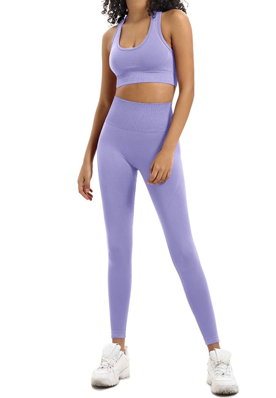 Women's 2-Piece Yoga Outfits - High Waisted Leggings & Sports Bra Set for Gym, Workout & Activewear | Perfect for Yoga, Pilates & Fitness Training
