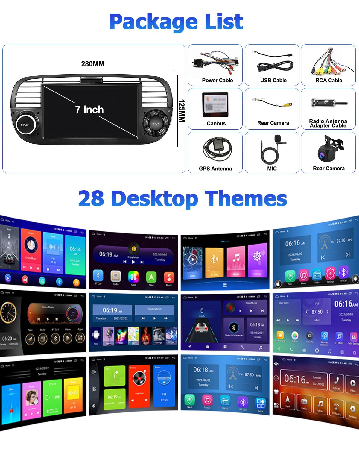 2+64GB Hikity Android 13 Car Stereo for Fiat 500 2007-2015 - 7