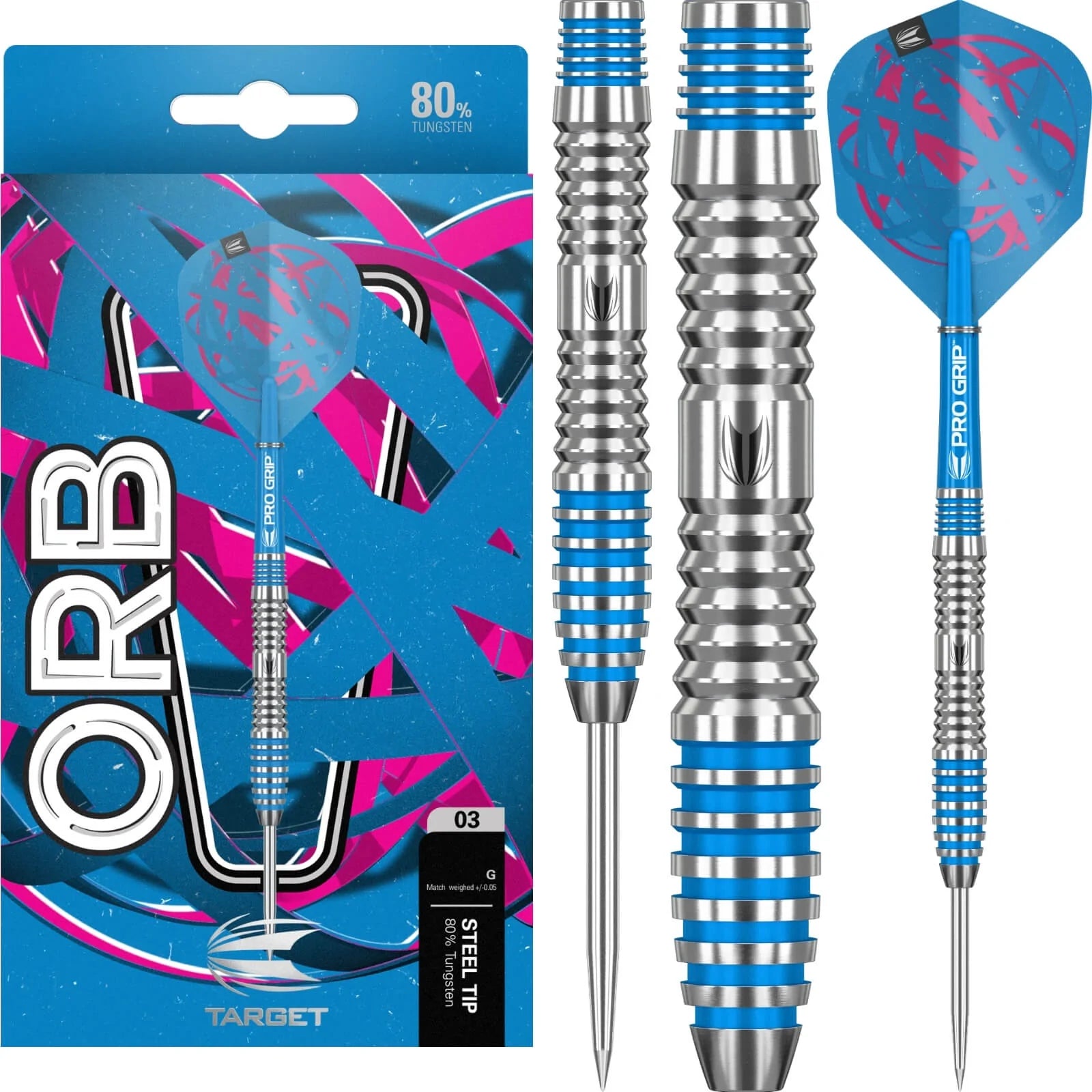 Target Orb 03 Steel Tip Darts - 80% Tungsten Professional Darts for Precision Throwing - Perfect for Bars, Home Game Rooms & Competitive Play