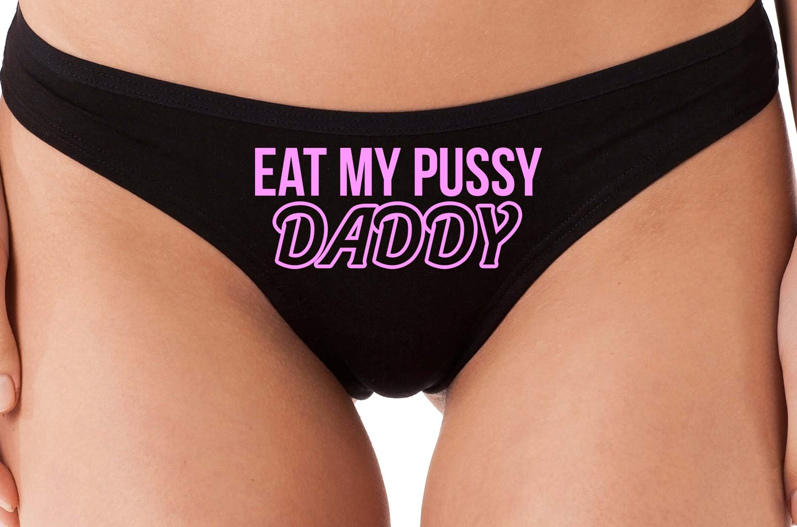 Sexy Black Thong Underwear for Women - Oral Sex Lingerie with 'Eat Me' Design - Perfect for Roleplay, Bachelorette Parties & Spicy Date Nights