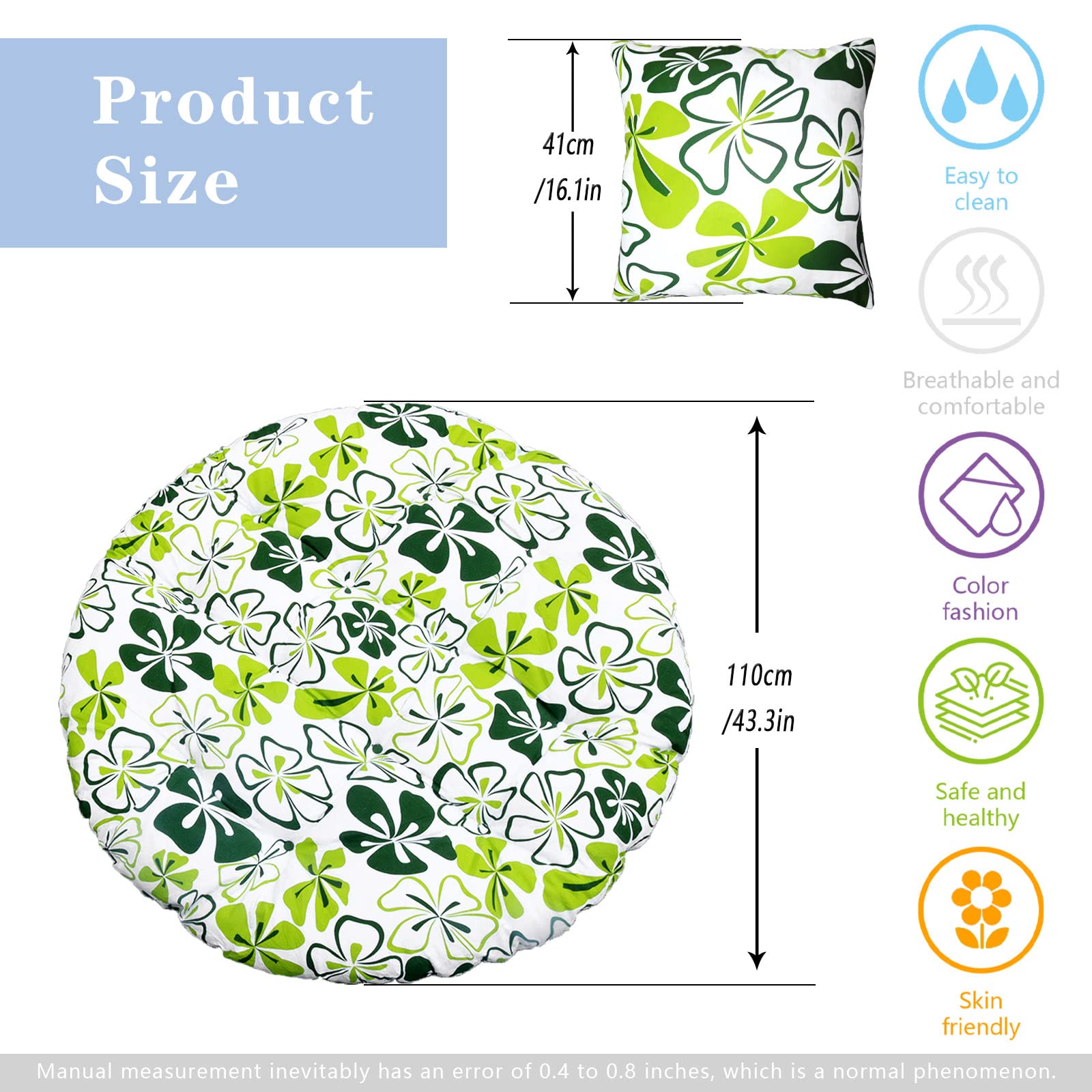 Thickened Overstuffed Round Cushion for Egg Chair - 8.8lb Premium Hanging Chair Cushion (Lucky Design) - Perfect for Patio, Garden, and Indoor Relaxation