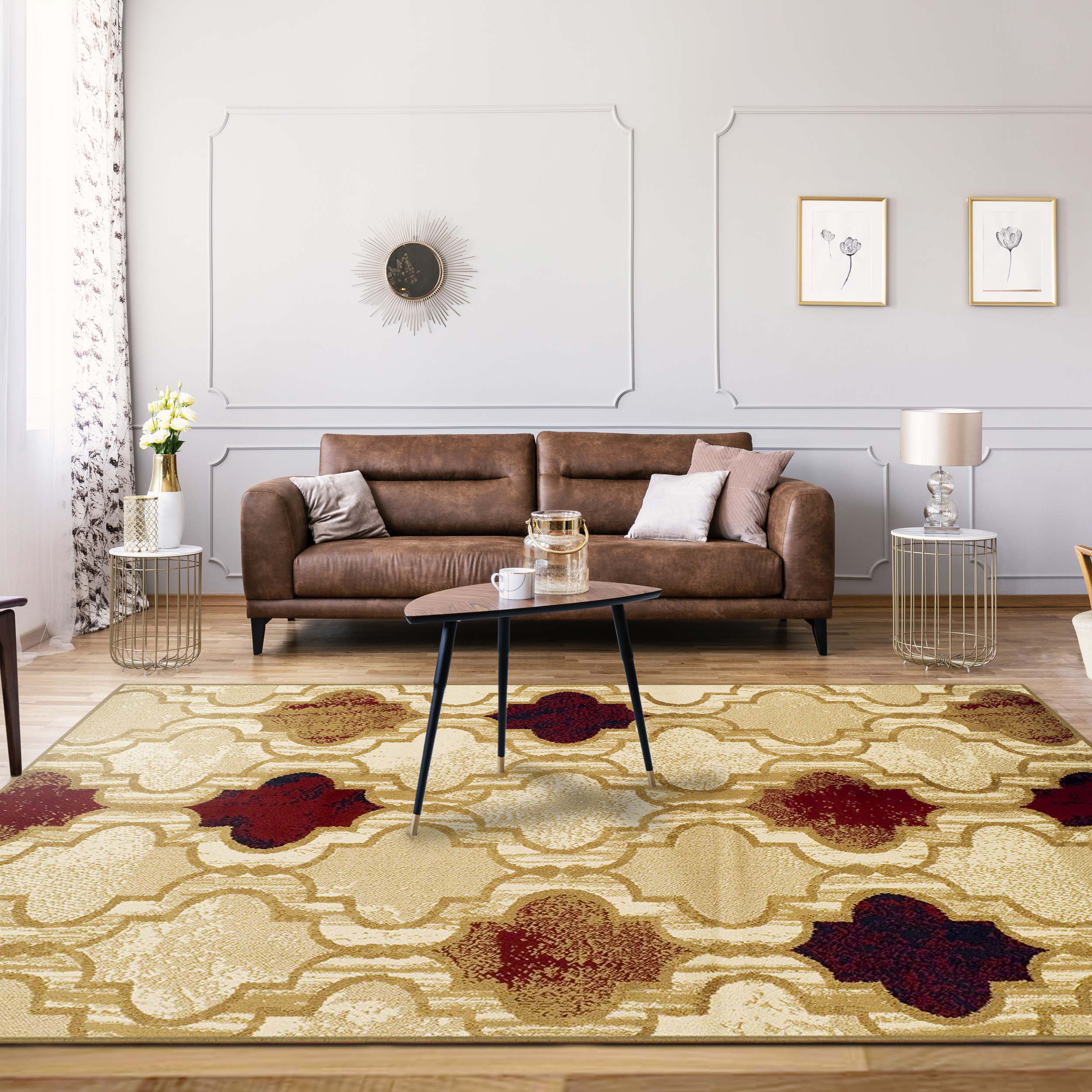 Viking Geometric Trellis Indoor Area Rug & Runner - Non-Slip Modern Nordic Design Living Room Carpet for Bedroom, Hallway, and Entryway Decor