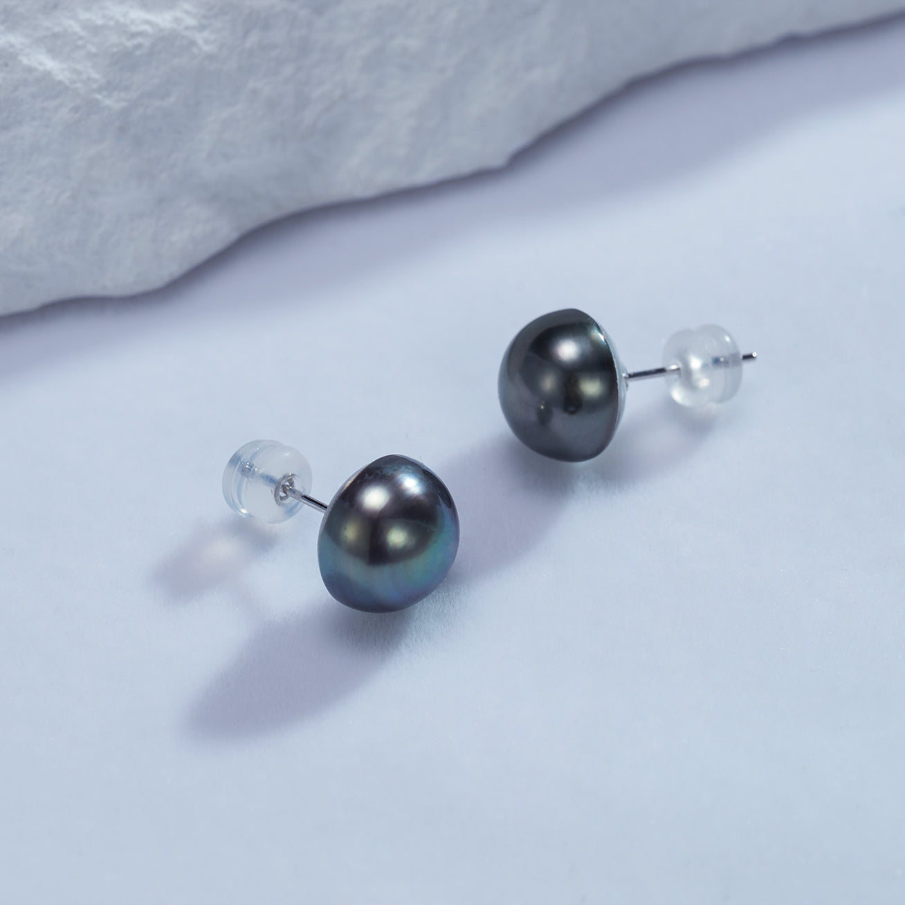 18K Gold Tahitian Pearl Stud Earrings - DOME Setting | Elegant Jewelry for Women, Perfect for Weddings, Parties & Special Occasions