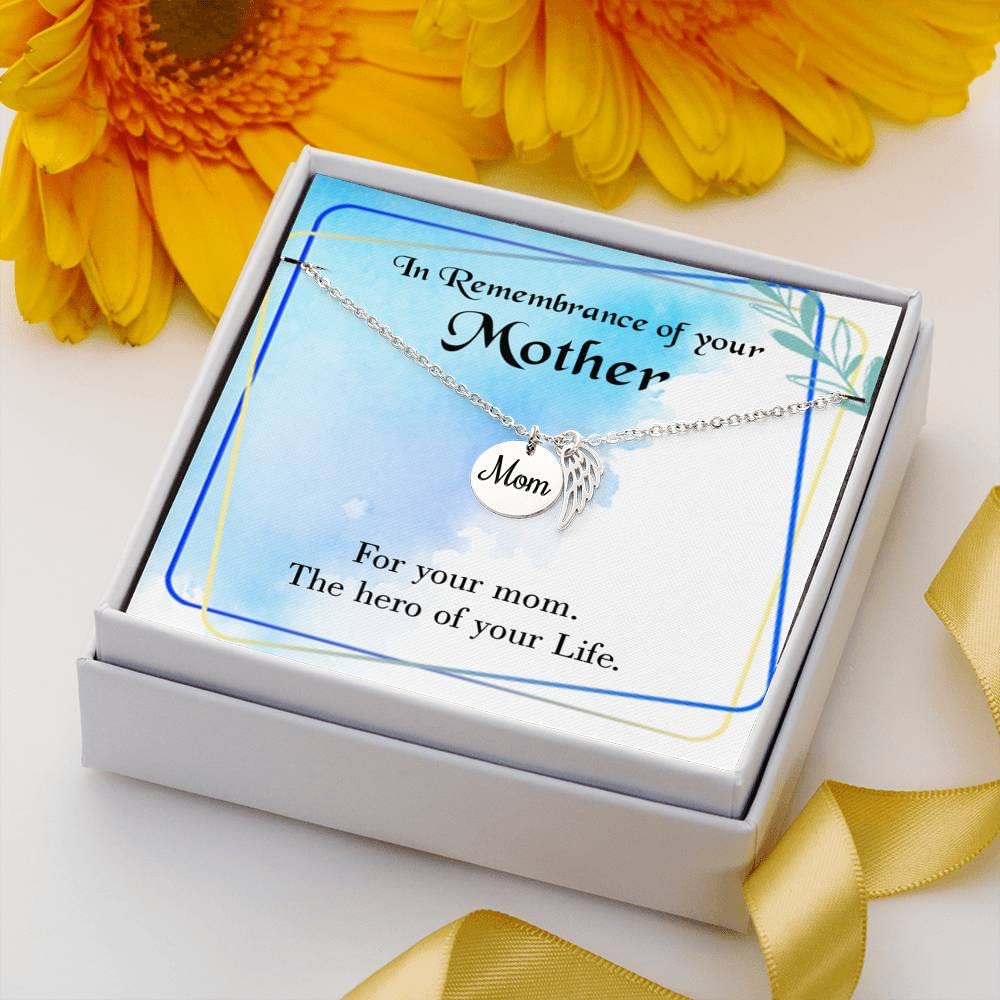 Memorial Necklace for Mom - Personalized Keepsake Jewelry to Honor & Remember Your Hero Mother | Perfect for Mother's Day, Birthday & Remembrance Gifts