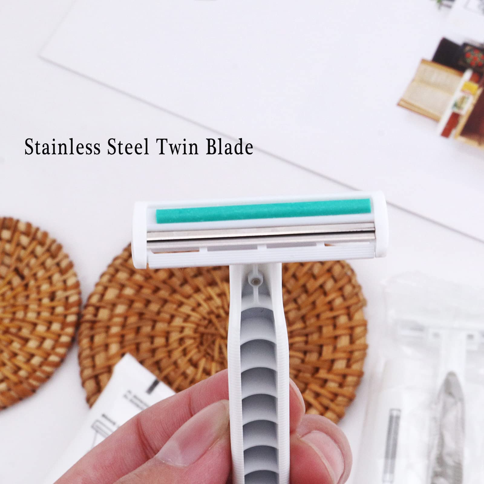 30-Pack Bulk Disposable Razors - Twin Blade Shaving Razors with Shaving Cream & Clear Cap - Individually Wrapped Gray Razors for Travel, Hotels, Shelters & Charity Donations - Perfect for Grooming Kits, Emergency Preparedness & Hygiene Essentials