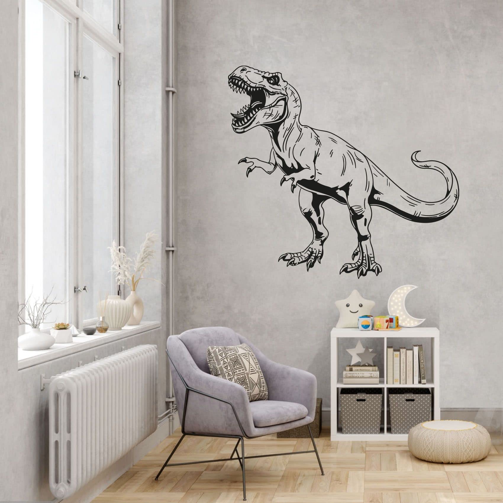 Tyrannosaurus Rex Wall Decal - 22x30 Inch Dinosaur Vinyl Sticker for Kids Room, Nursery & Bedroom Decor | Cool T-Rex Silhouette Art for Boys & Girls | Perfect for Dinosaur Themed Parties, Classroom Decor & Playroom Wall Art