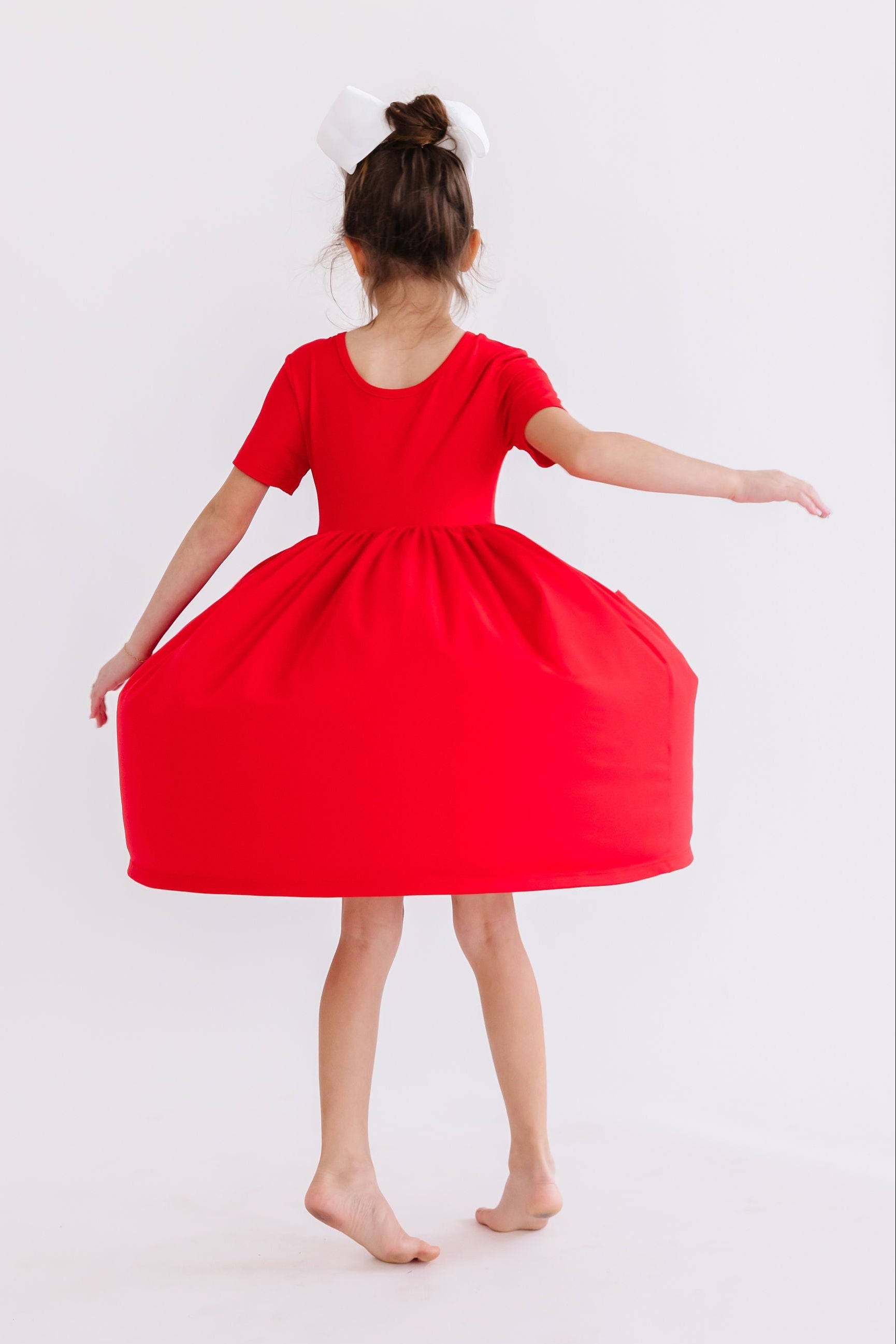 Stylish Red Short Sleeve Pocket Twirl Dress for Women - Perfect for Summer Parties, Date Nights & Casual Outings