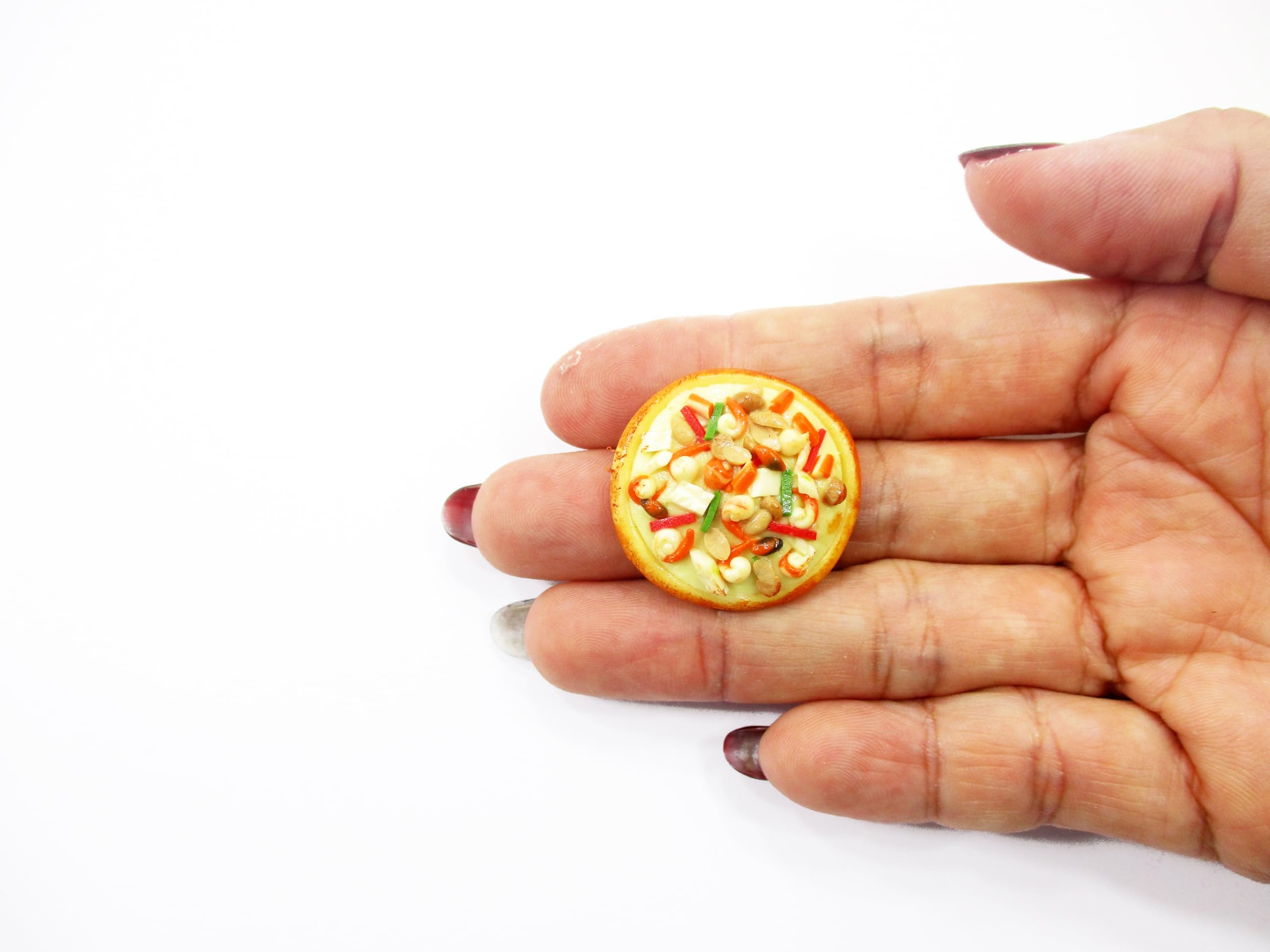 Miniature Dollhouse Food - 1:12 Scale Seafood Sausage Pizza Pan for Dollhouse Decorations | Realistic Mini Pizza Accessories for Doll Kitchens, DIY Crafts & Collectibles