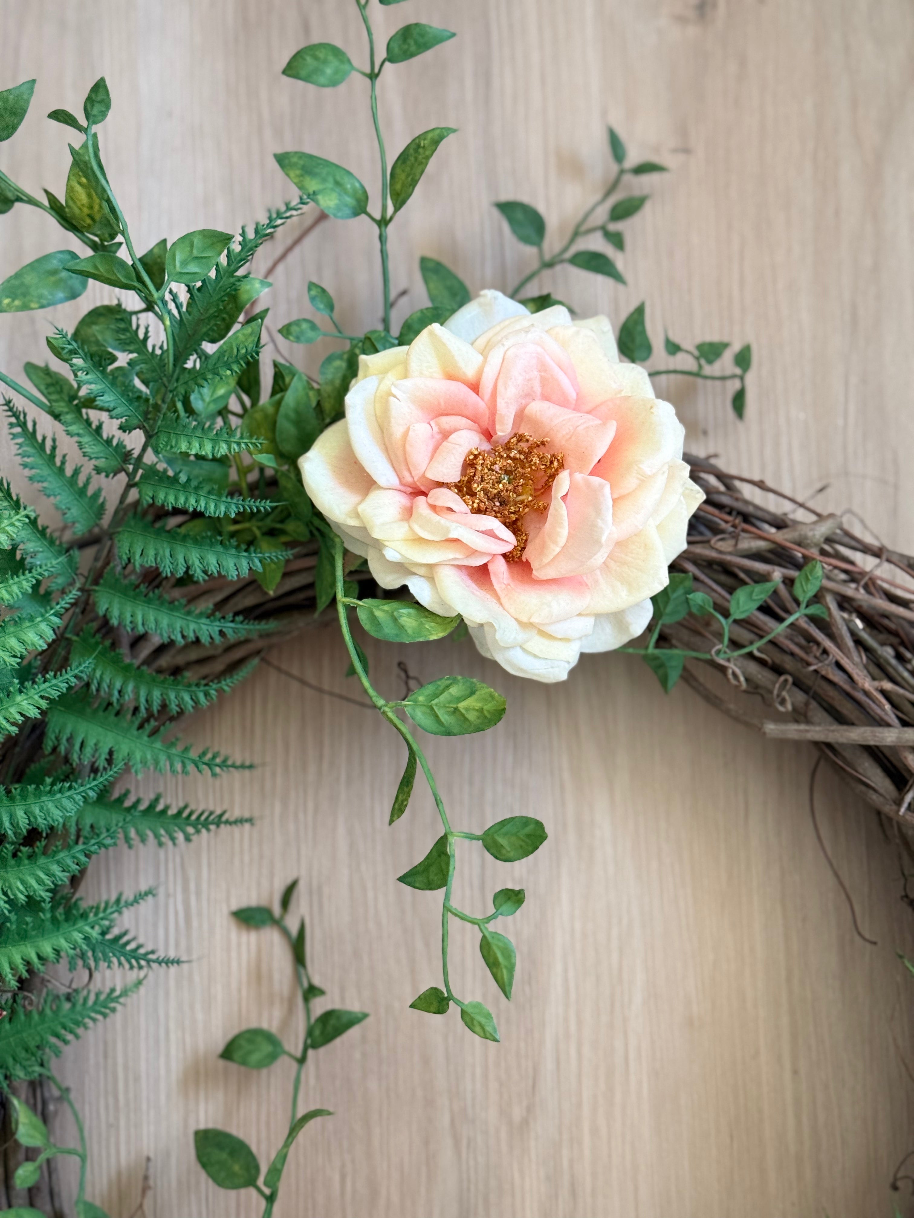English Garden Wreath - Elegant Floral Door Decor for Spring & Summer | Perfect for Home, Wedding, and Party Decorations