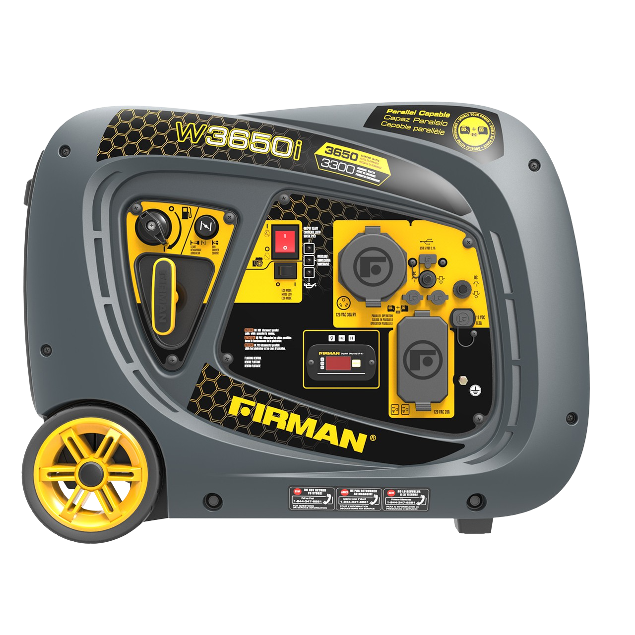 Firman W03381 3300W/3650W 30 Amp Portable Inverter Generator with Recoil Start - Quiet Gas Powered for Camping, RV, Home Backup & Outdoor Power Needs