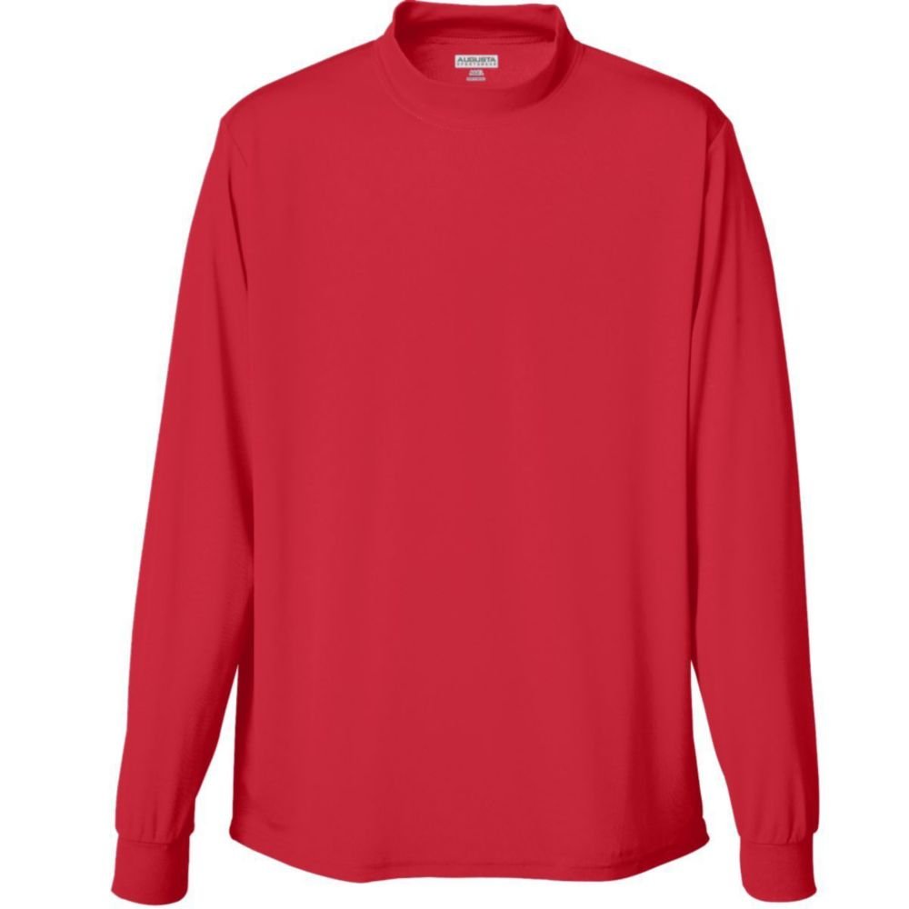 Wicking Mock Turtleneck Shirt for Women - Breathable Moisture-Wicking Performance Top, Red, Medium Size - Perfect for Yoga, Running & Outdoor Activities