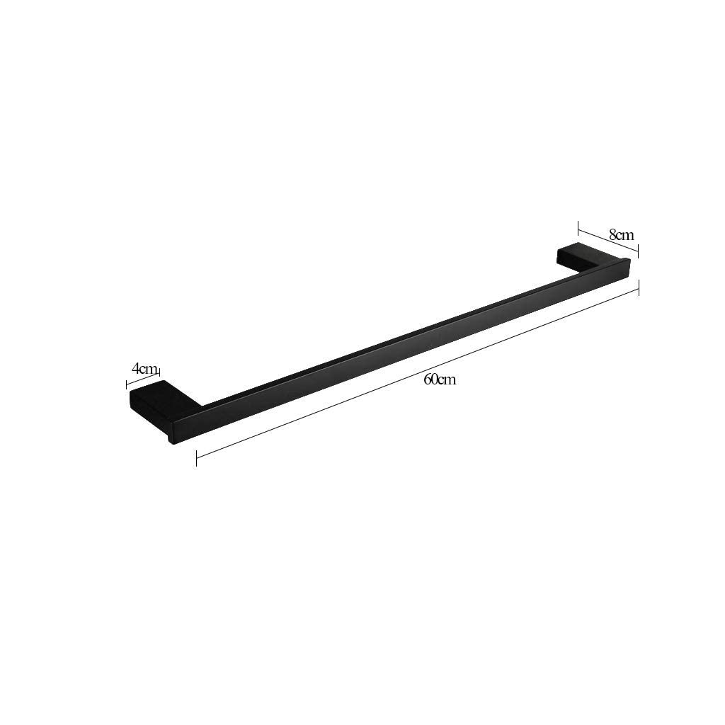 Black Matte Wall-Mounted Single Rod Towel Rack - 60X8X4Cm Bathroom & Kitchen Towel Bar with Space-Saving Design - Perfect for Small Spaces, Apartments, and Modern Home Decor