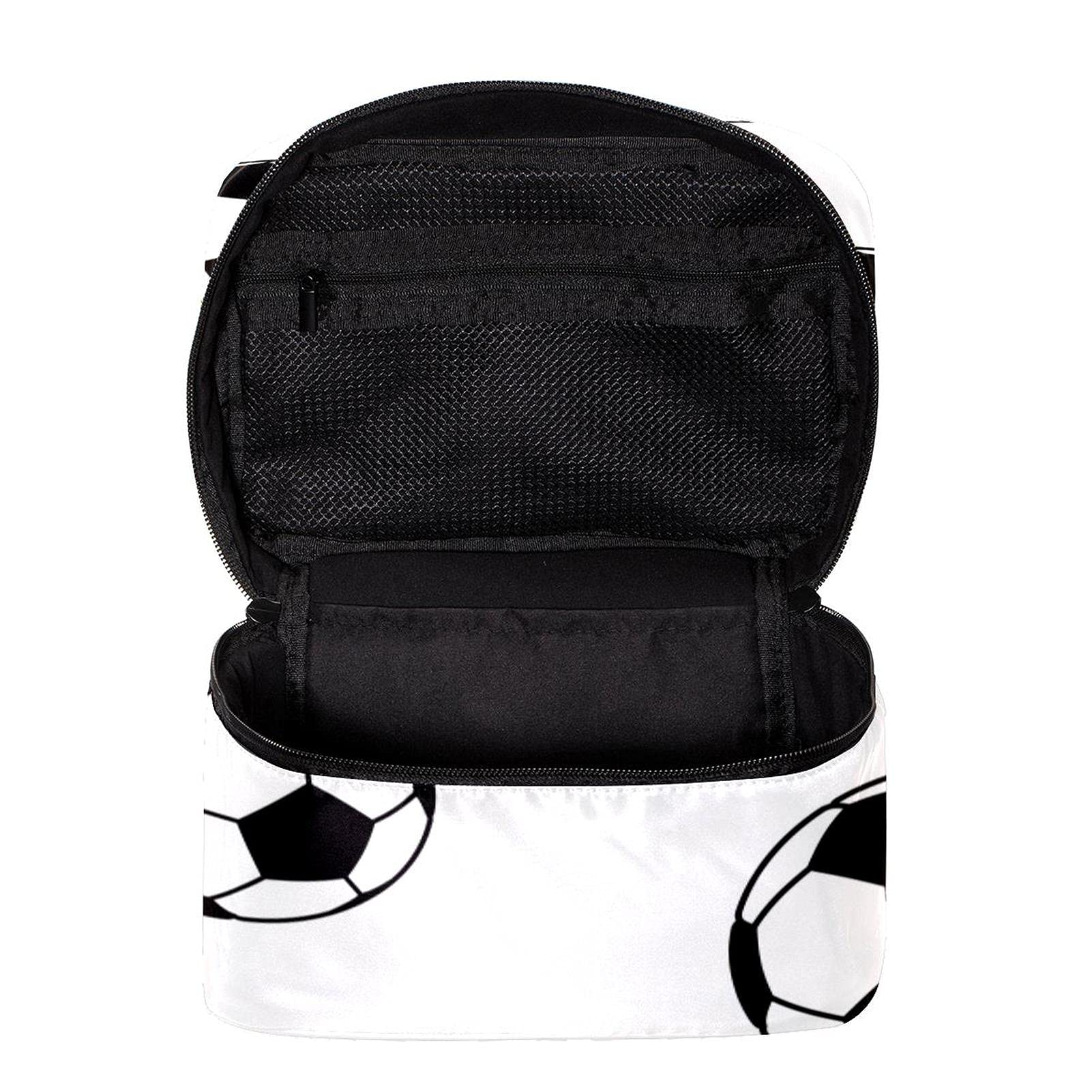 Waterproof Soccer Football Pattern Travel Makeup Bag - Large Cosmetic Organizer with Zipper for Women & Girls - Perfect for Gym, Travel, and Daily Essentials Storage