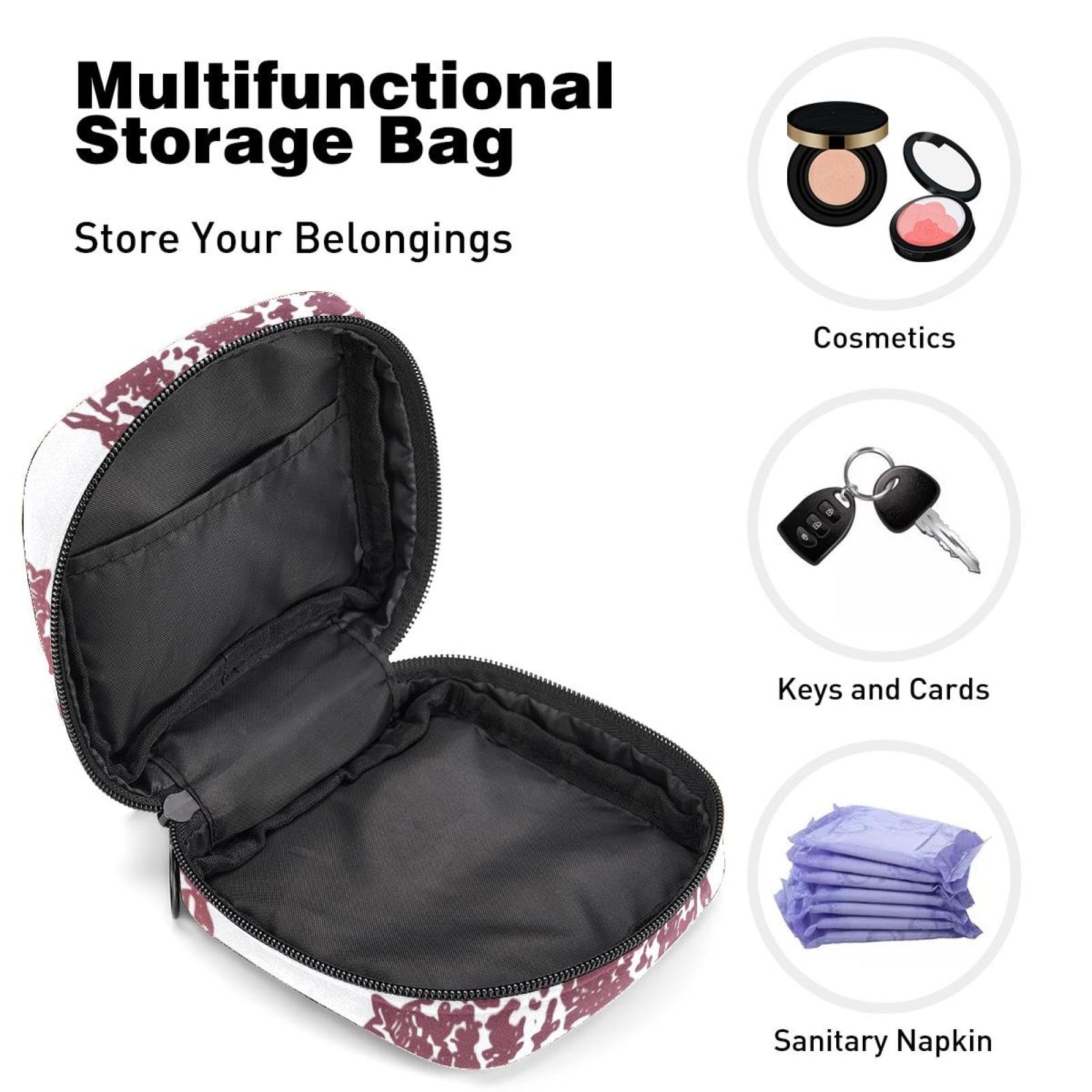 Menstrual Cup & Pad Organizer Pouch - Waterproof Sanitary Napkin Holder for Women & Girls - Farm Animal Print Travel Case for Period Essentials