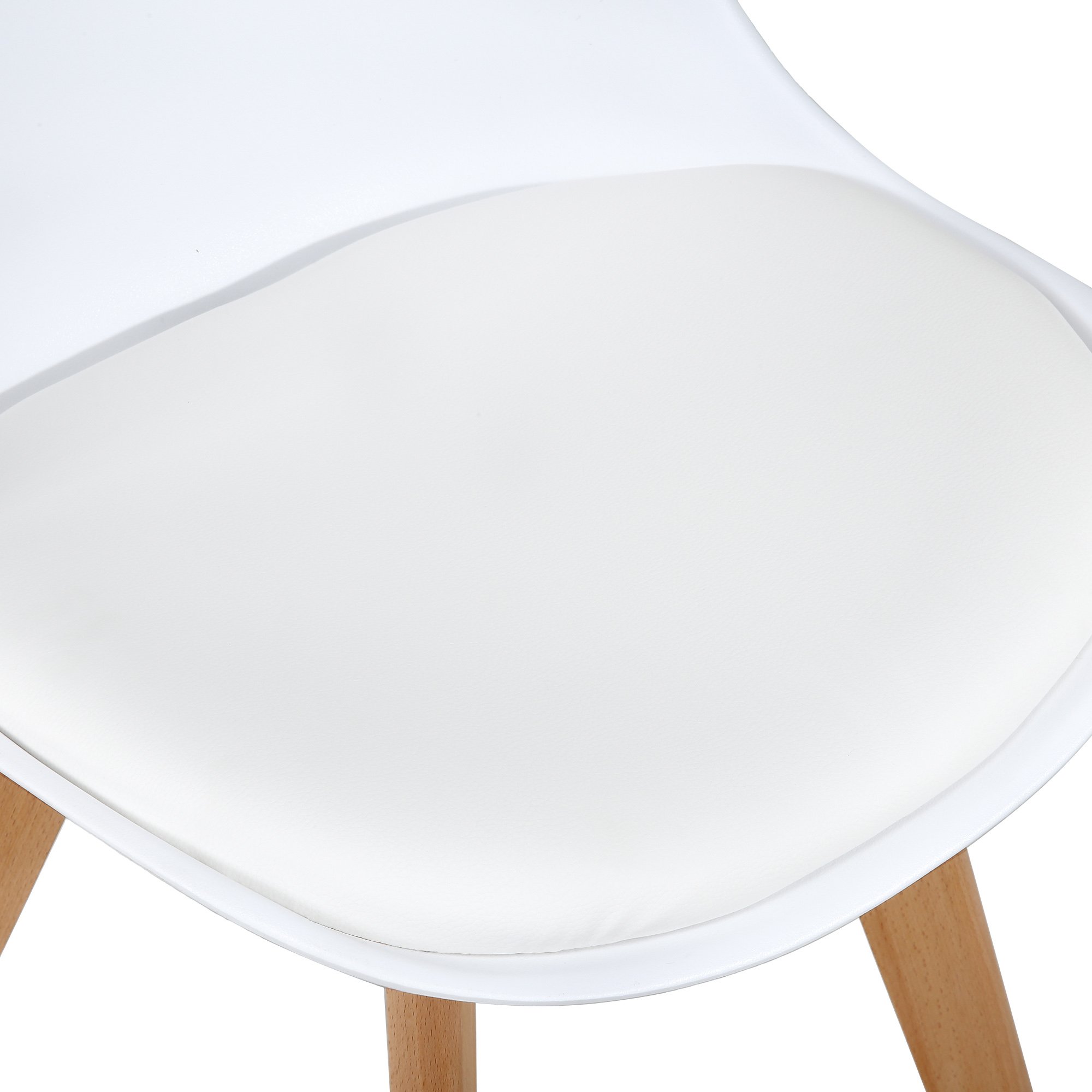 NOBPEINT Mid Century Modern Dining Chairs Set of 4 - White Upholstered Kitchen Chairs with Wooden Legs - Perfect for Dining Room, Kitchen, Breakfast Nook and Office