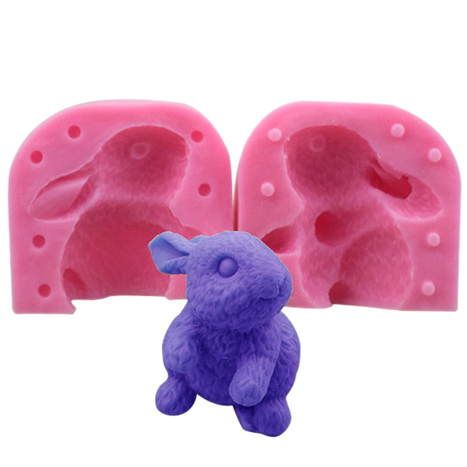 SOFSEQ 3D Bunny Silicone Mold - Easter Rabbit Baking Tray for Resin, Clay, Soy Wax, Epoxy Casting - Perfect for Making Soap, Candle, Cake, Chocolate, Fondant, Candy, Jelly, Pudding - Great for Easter Decorations, DIY Crafts & Holiday Baking (Tilt Head Left Design)