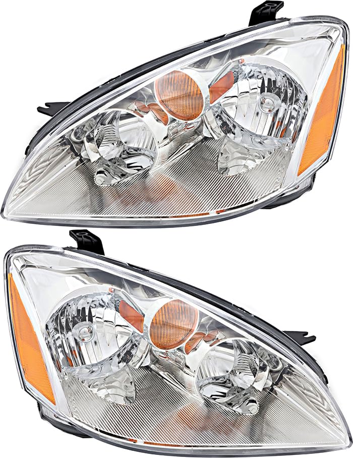 Nissan Altima Headlights Replacement Set - Compatible with 2002 2003 2004 Models - Halogen Headlamps for Driver & Passenger Side - Perfect for Night Driving and Foggy Conditions