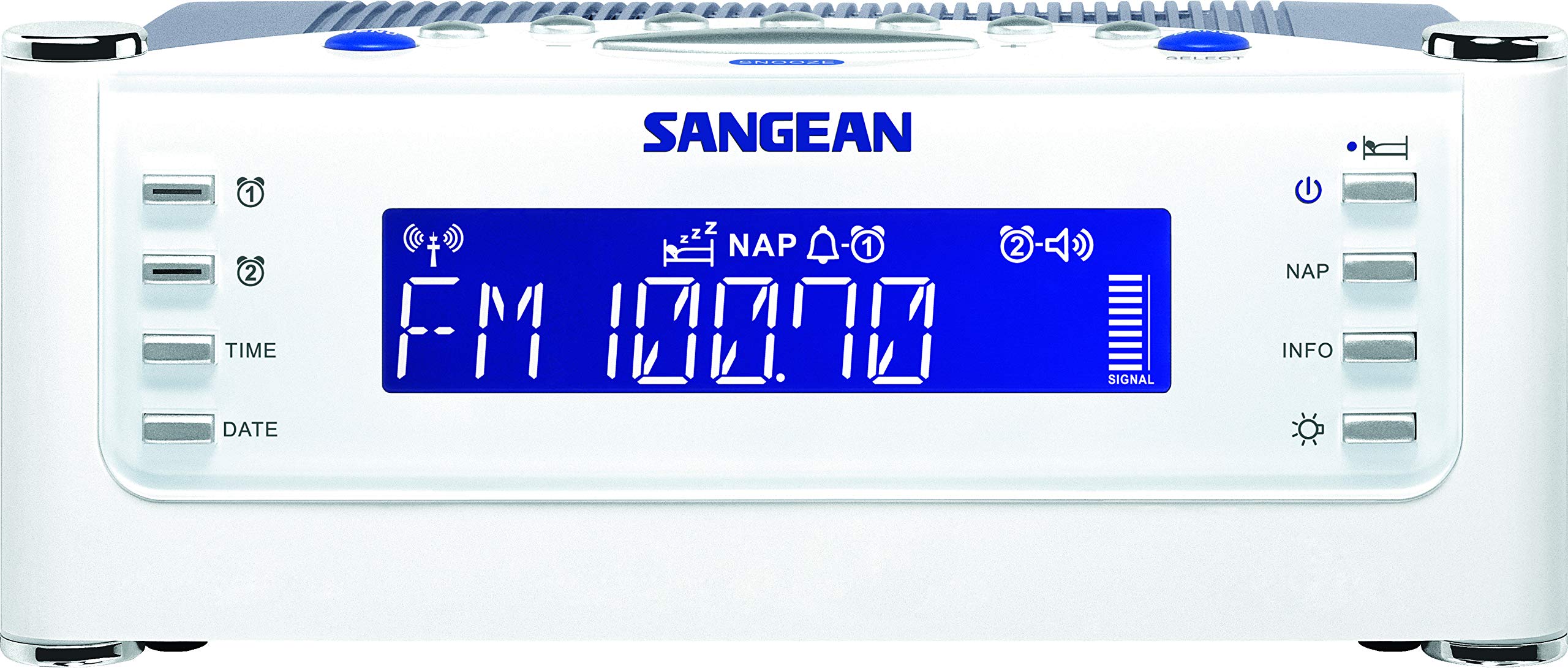 Sangean RCR-22 Atomic Digital Alarm Clock Radio with AM/FM & PS-300 Pillow Speaker Bundle - Perfect for Bedroom, Office, and Travel Use