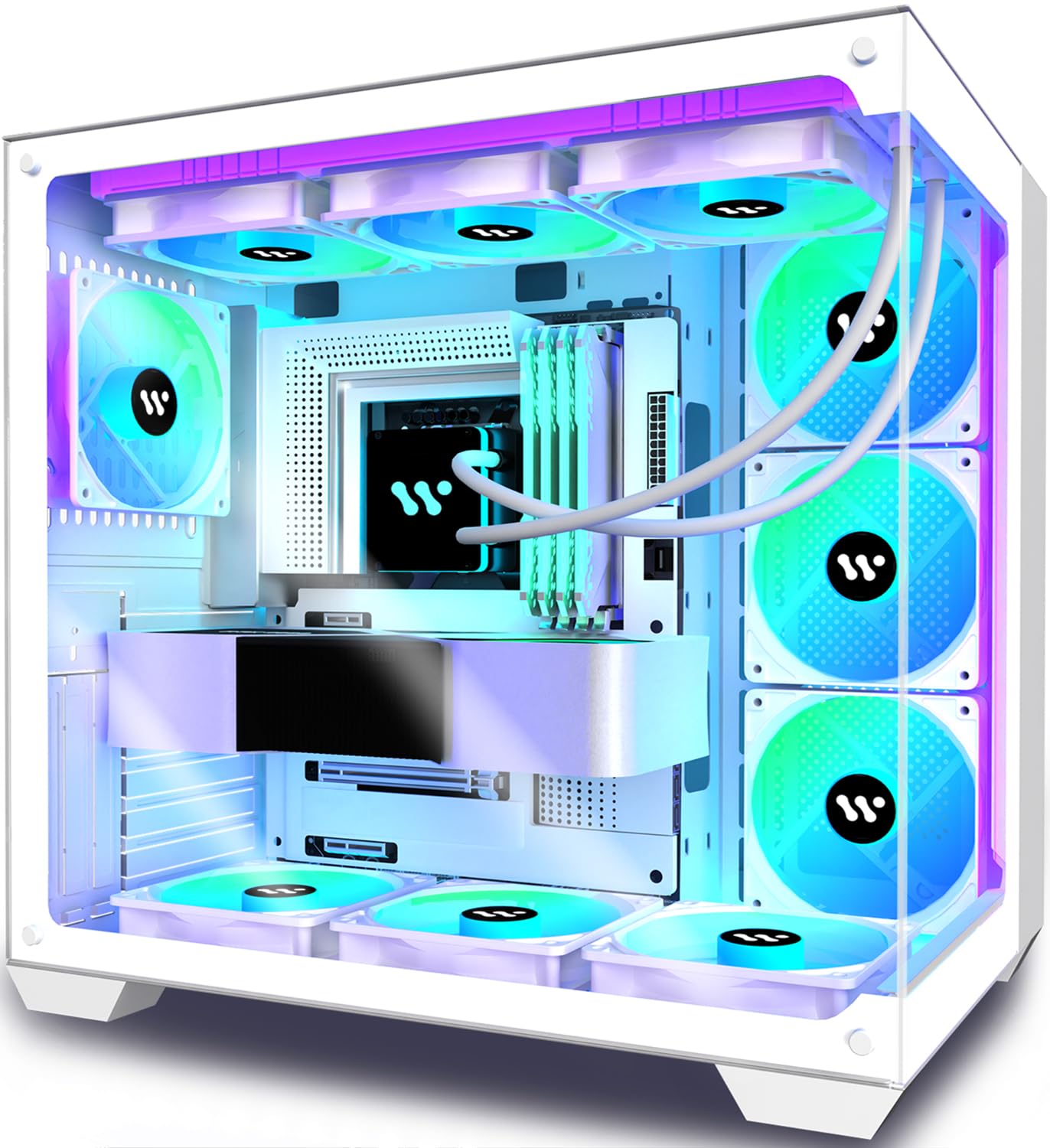 KEDIERS ATX Mid-Tower Gaming PC Case with 6 Pre-Installed PWM ARGB Fans, Panoramic Tempered Glass, USB 3.0 & 360mm Radiator Support - Perfect for Gaming Rigs, Streaming Setups & High-Performance Workstations