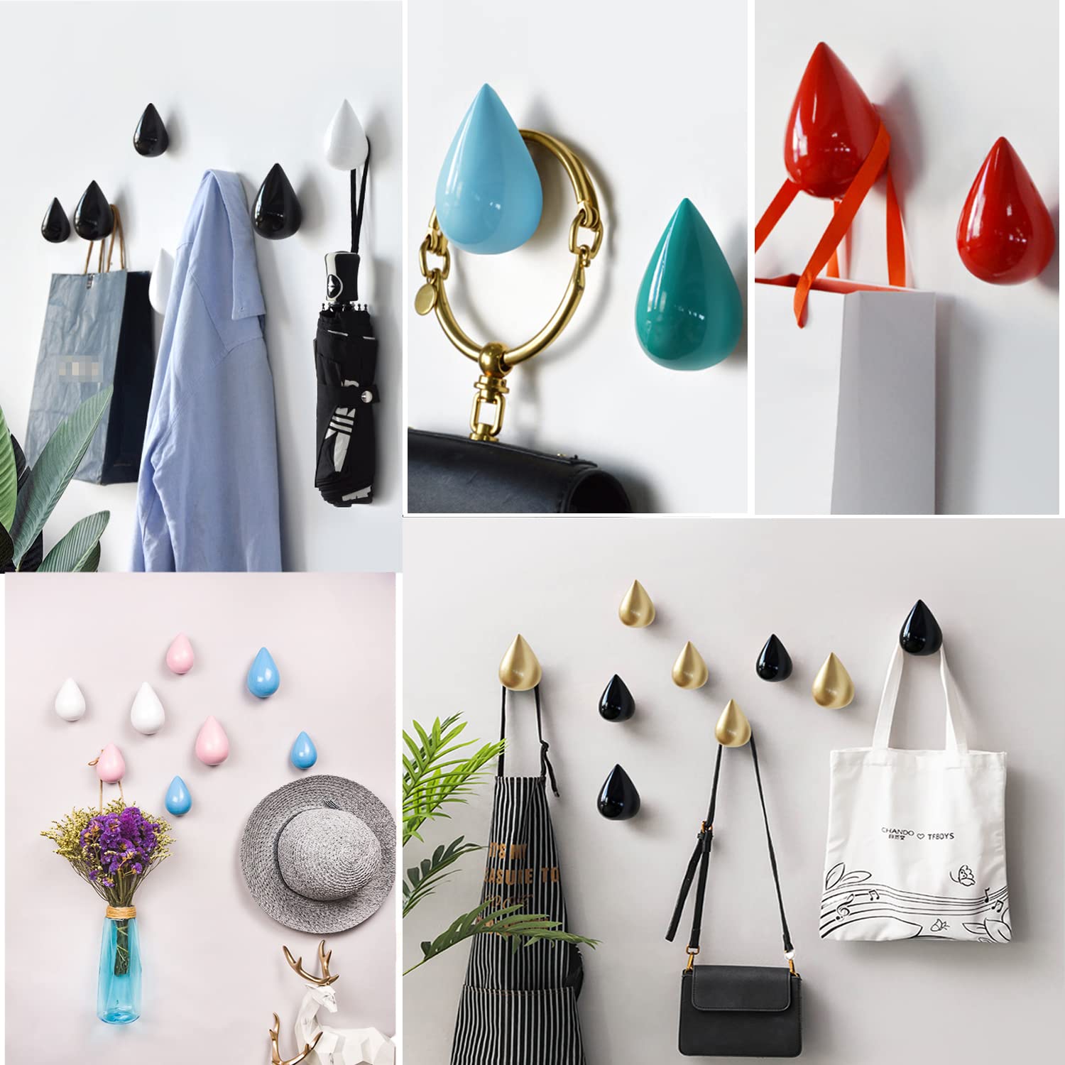 ESUPPORT Modern Gold Coat Hooks - Large Wall Mounted Hangers for Dressing Room, Bedroom & Entryway Decor - Stylish Space Saving Storage Solution
