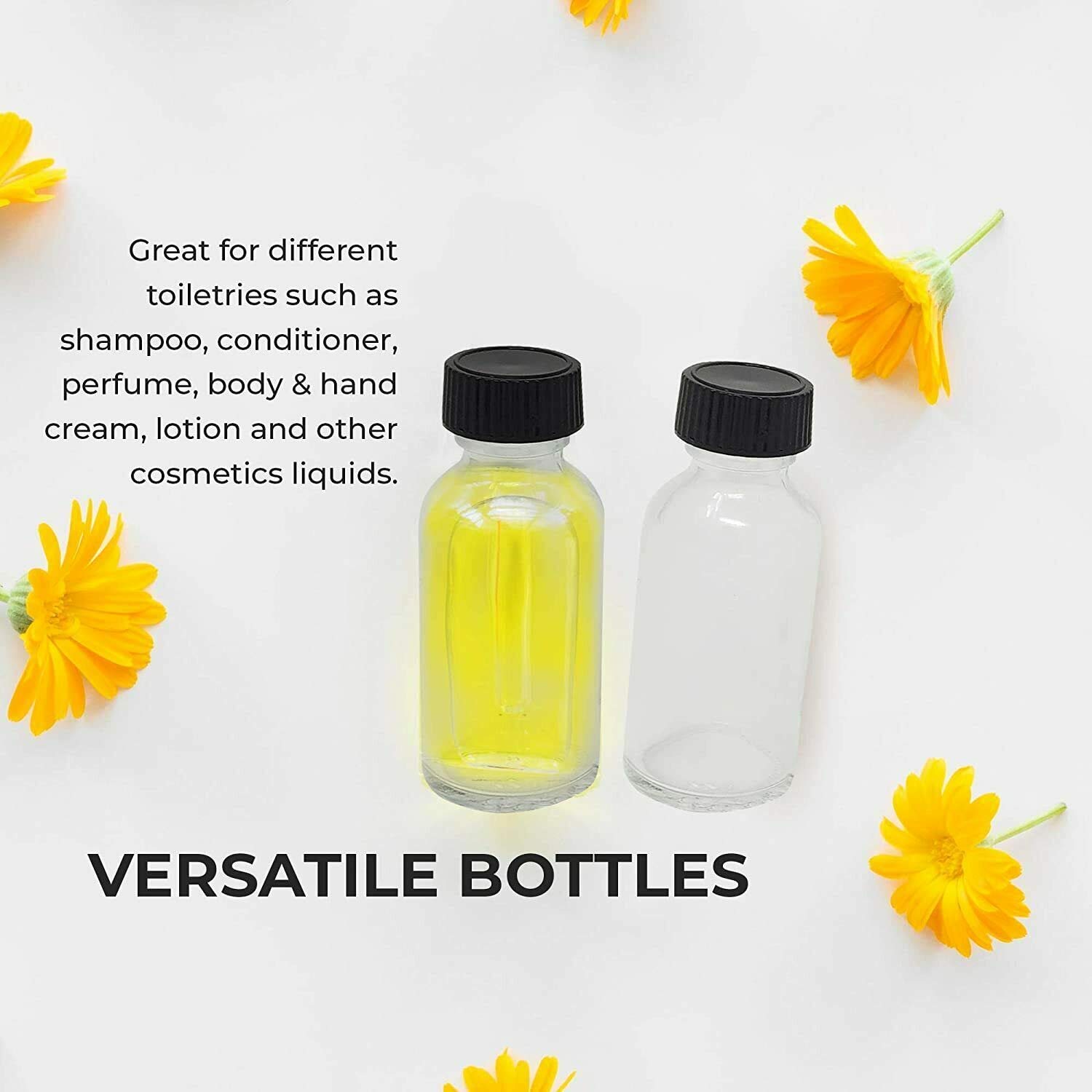 Leak-Proof Glass Bottles with Secure Caps - 1 Oz (12 Pack) for Essential Oils, Perfumes, Fragrances, Sauces & Hot Sauces - Perfect for DIY, Travel & Home Storage