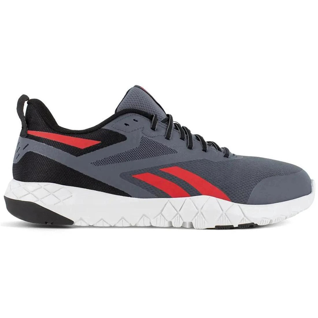 Flexagon Force XL Composite Toe Athletic Work Shoes for Men - Lightweight Safety Shoes with Slip-Resistant Sole, Gray/Red - Ideal for Construction, Warehouse & Industrial Work