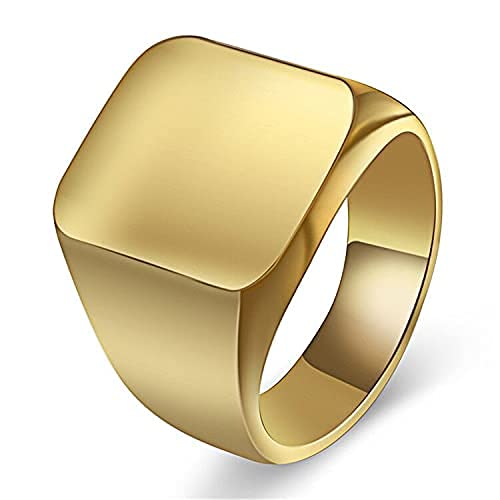 Yifnny Solid Stainless Steel Men's Gold Rings - Signet & Biker Style Thumb Rings for Men, Polished Glossy Finish, Size 7-10 - Perfect for Casual Wear, Gifts & Special Occasions