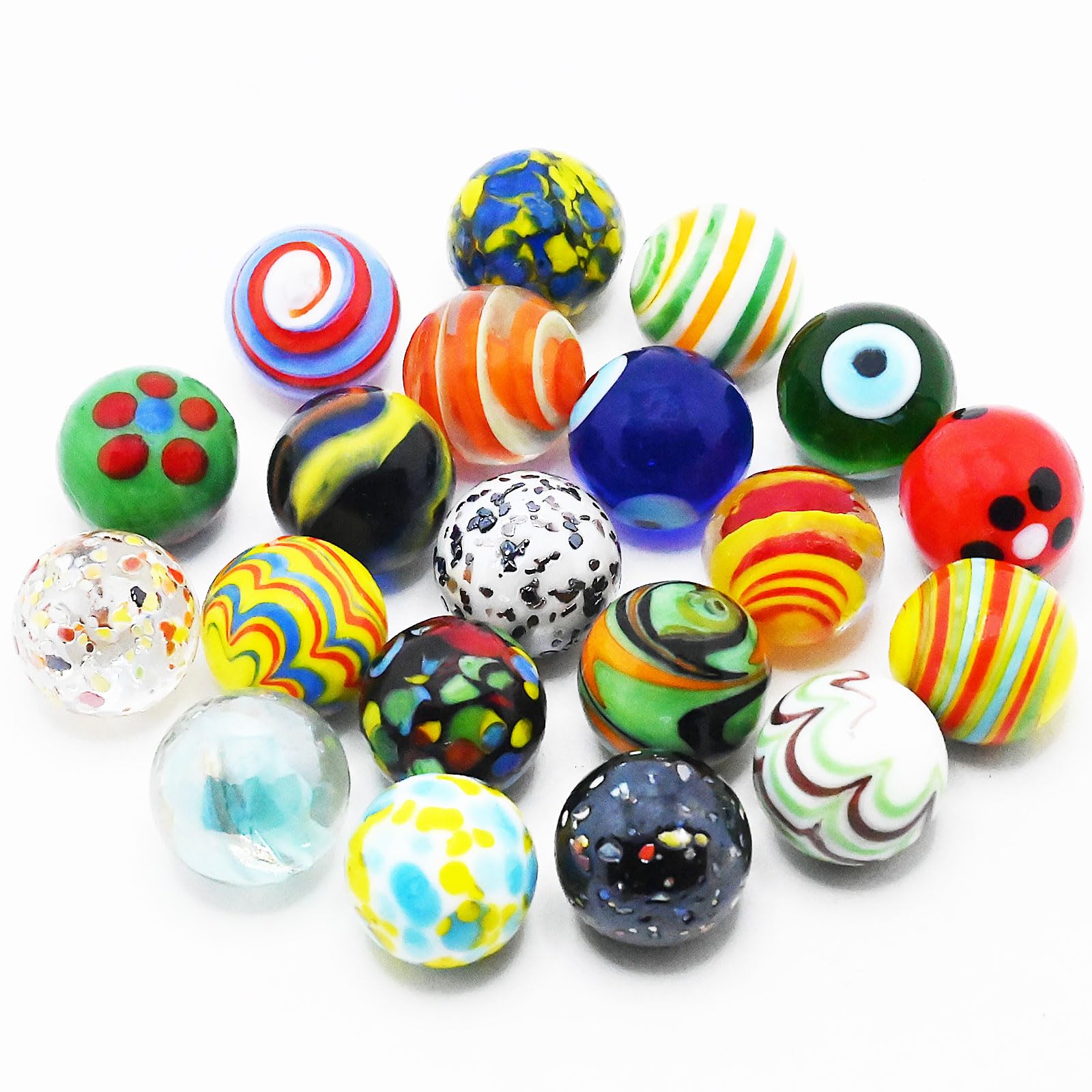 20 PCS Colorful Glass Marbles for Kids - Classic Marble Games & Marble Run Accessories for Boys & Girls - Bulk Marbles for Home Decor & Party Favors - Perfect for DIY Crafts, Sensory Play & Educational Activities