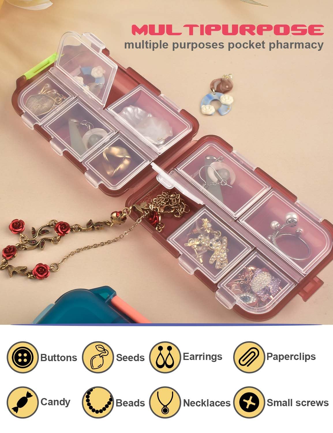 3-Piece DIY Travel Pill Organizer Set with 420 Labels - Portable 7-Day Pill Case for Vitamins, Fish Oil & Medication - Compact Pharmacy Box for Home, Office & Travel Essentials (Set B)