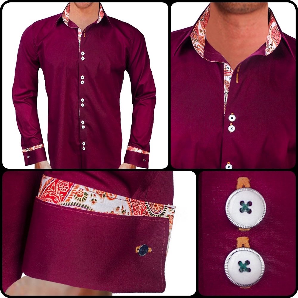Premium Maroon, Orange & White Designer Dress Shirts for Men | 100% Made in USA | Perfect for Business Meetings, Weddings & Formal Events